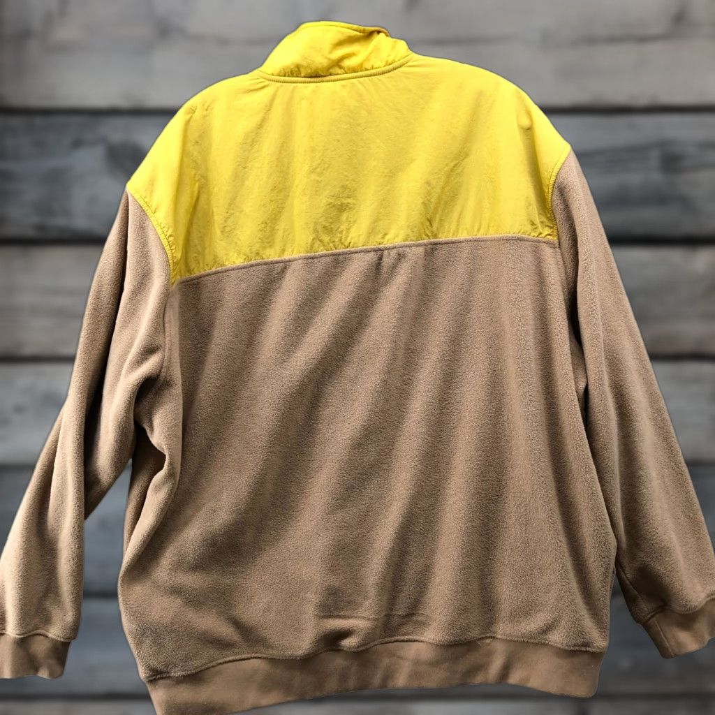 Zara Mens Xl Colorblock Fleece Sweatshirt Tan Yellow Outdoors Gorpcore 1 4 Zip Sweatshirt Pullo