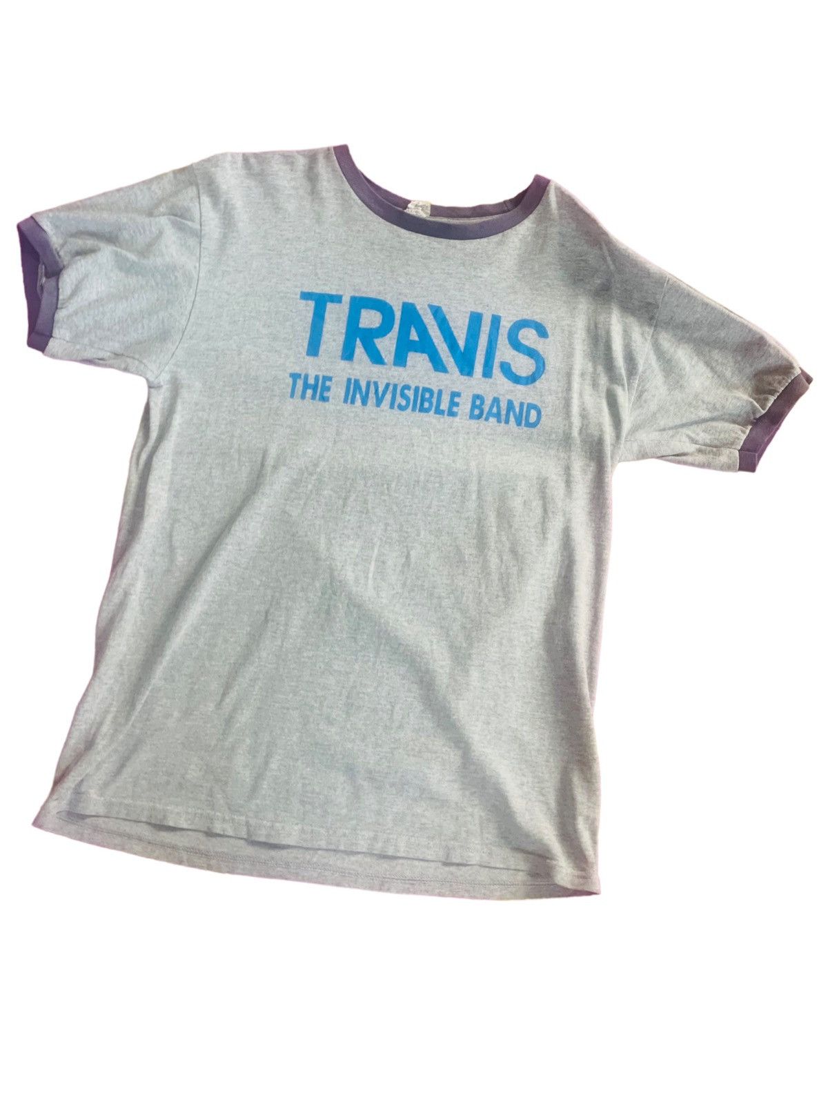 Band Tees X Vintage Vintage Anvil Travis Custom Hand Print Ringer Tee