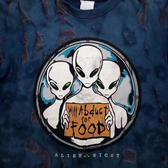 Vintage Alien Eight Will Abduct For Food Tie Dye T Shirt