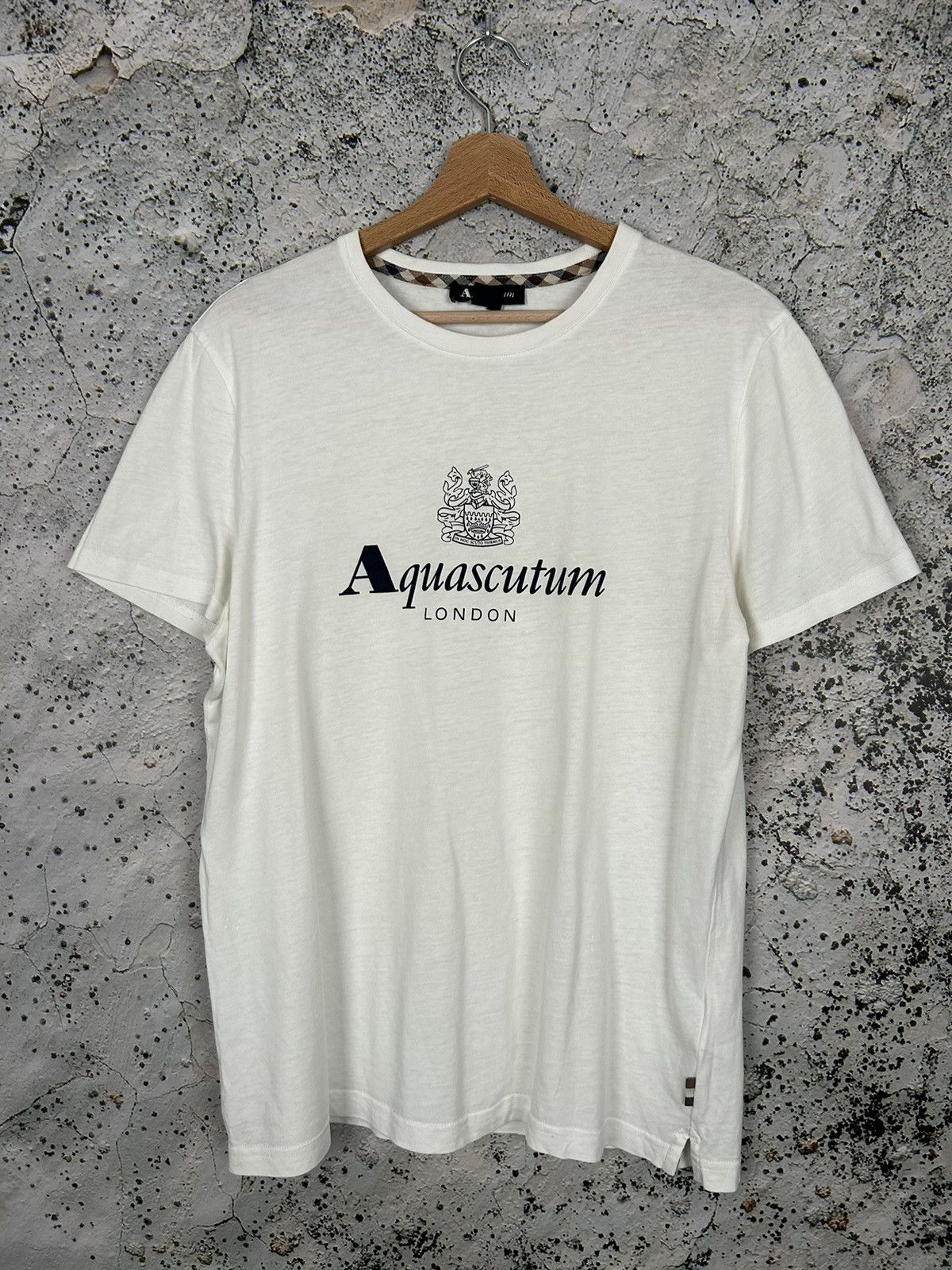 Aquascutum Vintage Logo Tee White England Designer Hype Hoodie, Sweatshirt | FlexRushtees.com