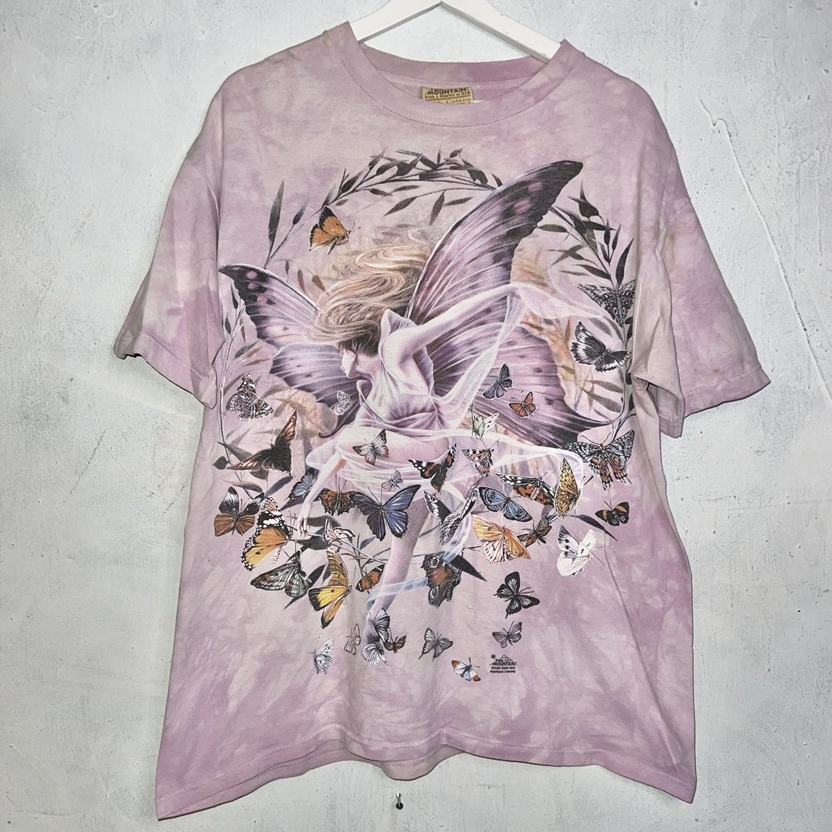 23x28 Vintage Mountain T Shirt Fairy Butterfly T Shirt L