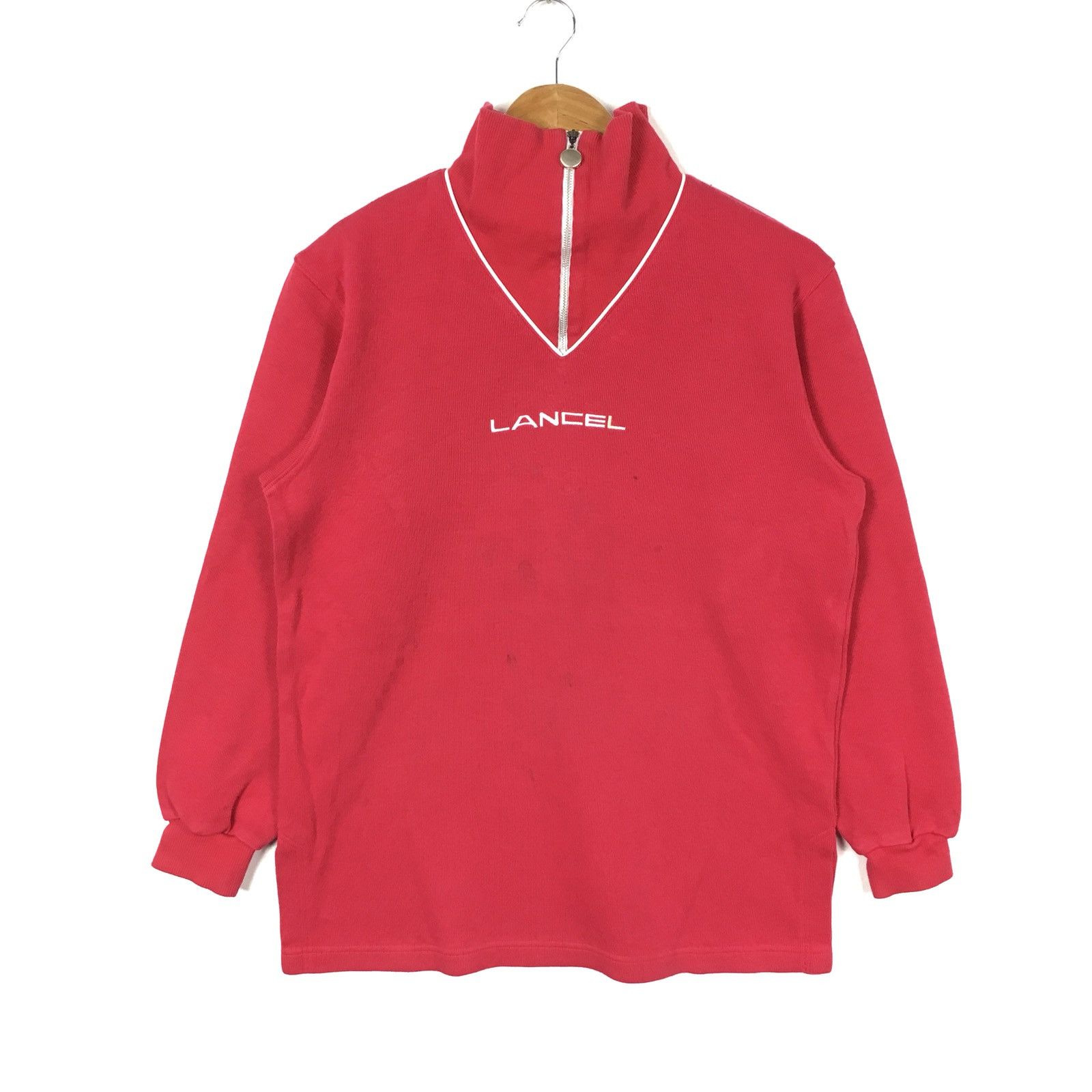 Lancel Paris Half Zipper Sweatshirt Lancel Small Logo Pullover Medium Size Designer Streetwea