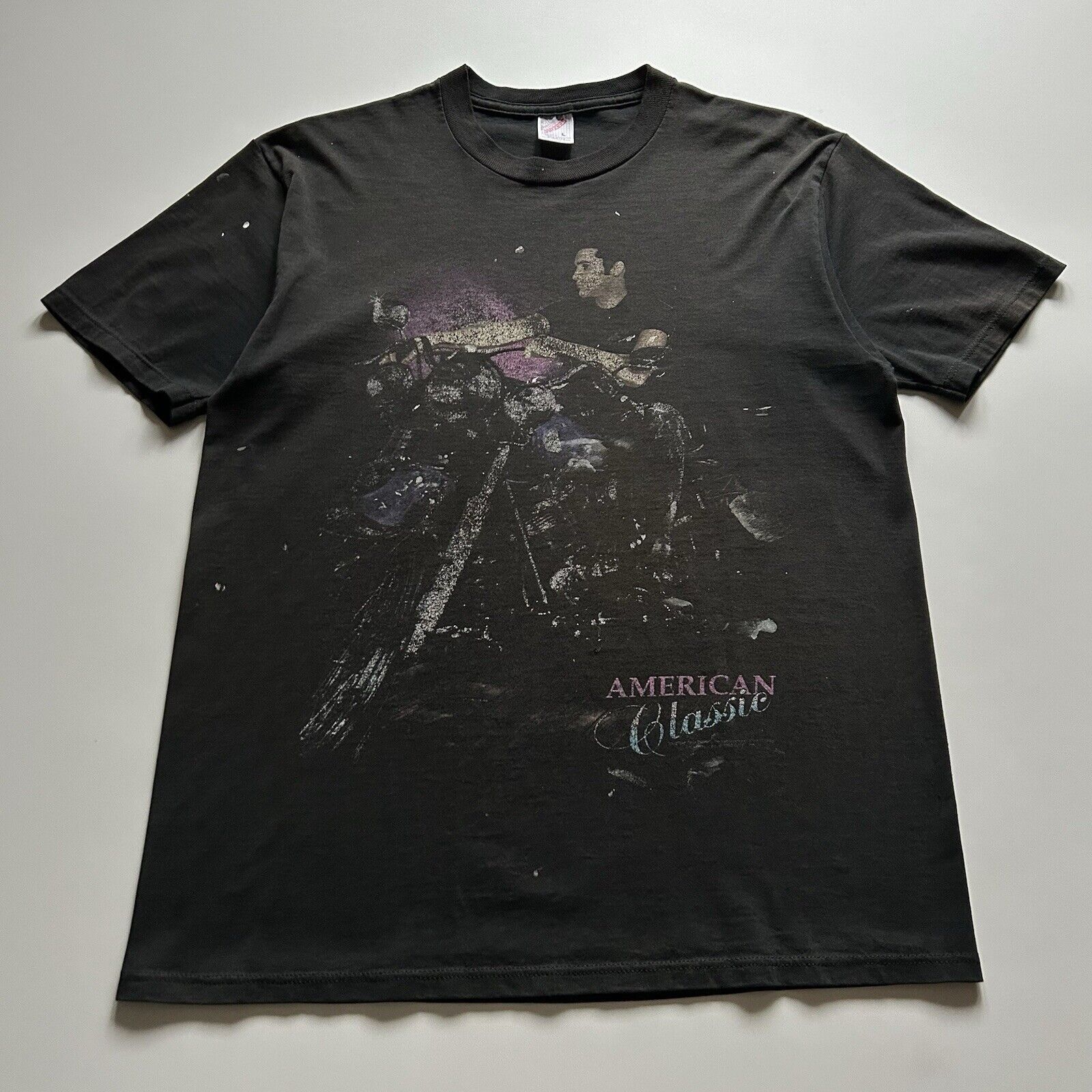Vintage 90s American Classic Biker Art T Shirt Large Faded Hoodie, Sweatshirt | FlexRushtees.com