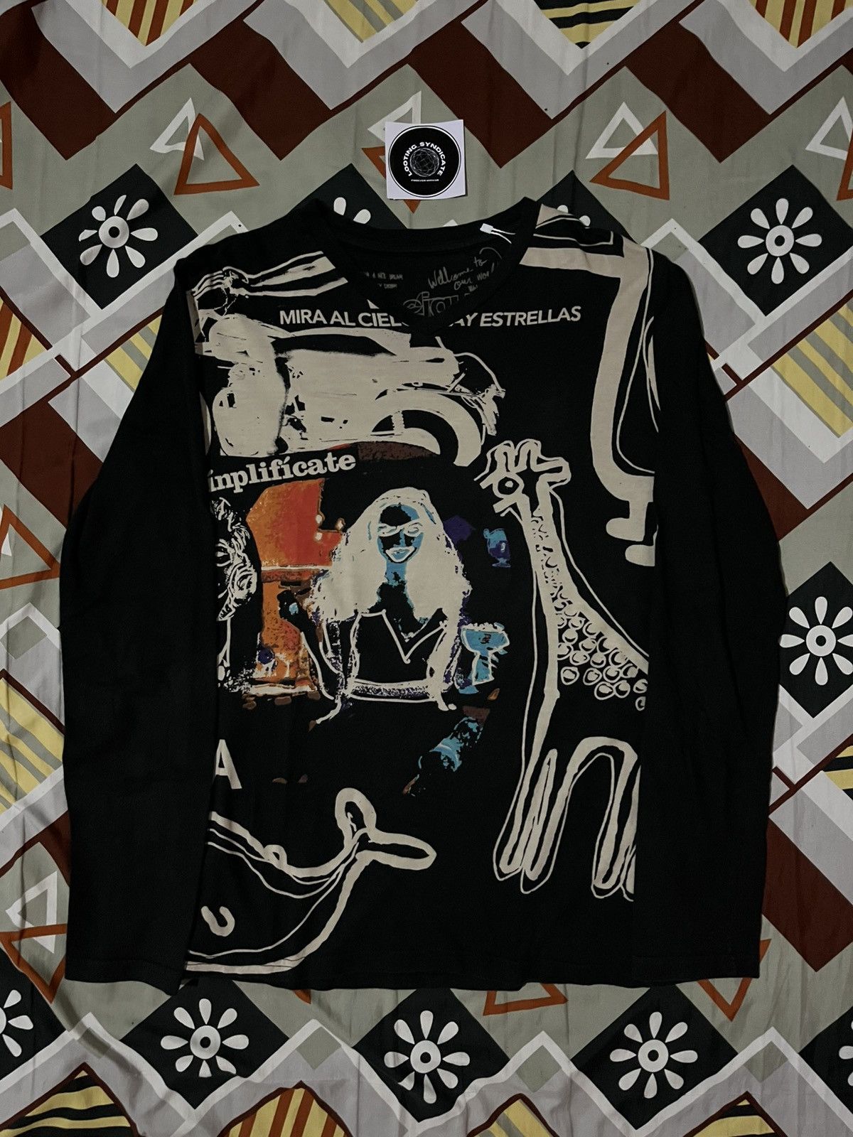 Japanese Brand X Vintage Desigual V Neck Graphic Photograph Longsleve
