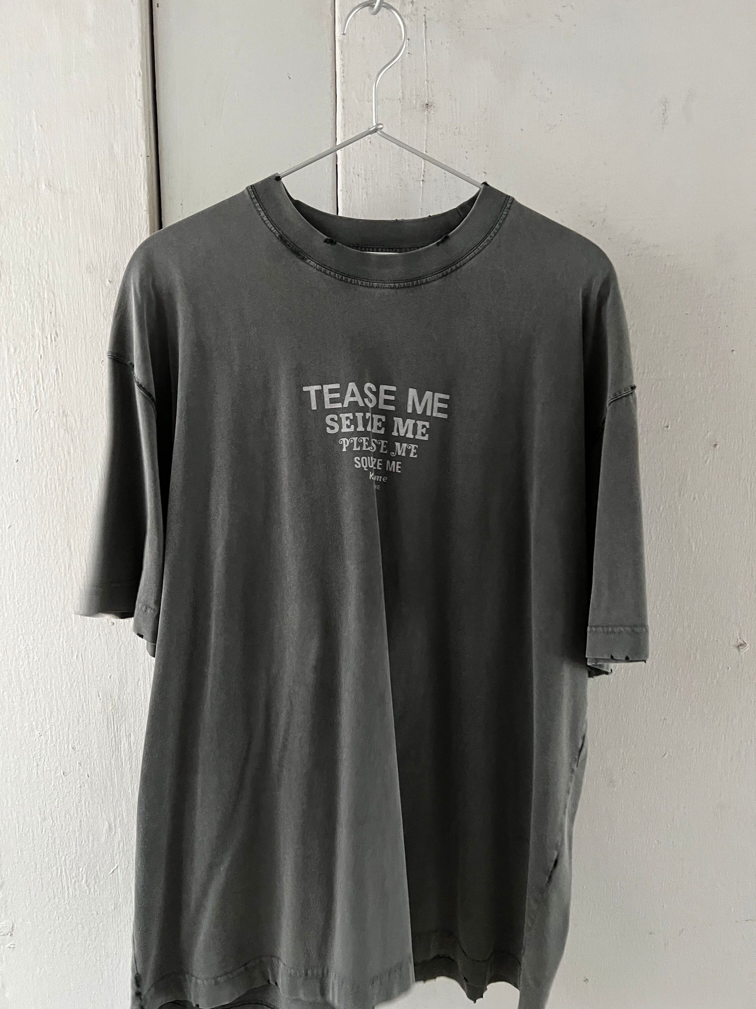 Vetements Tease Me Distressed Oversized Tee Hoodie, Sweatshirt | FlexRushtees.com