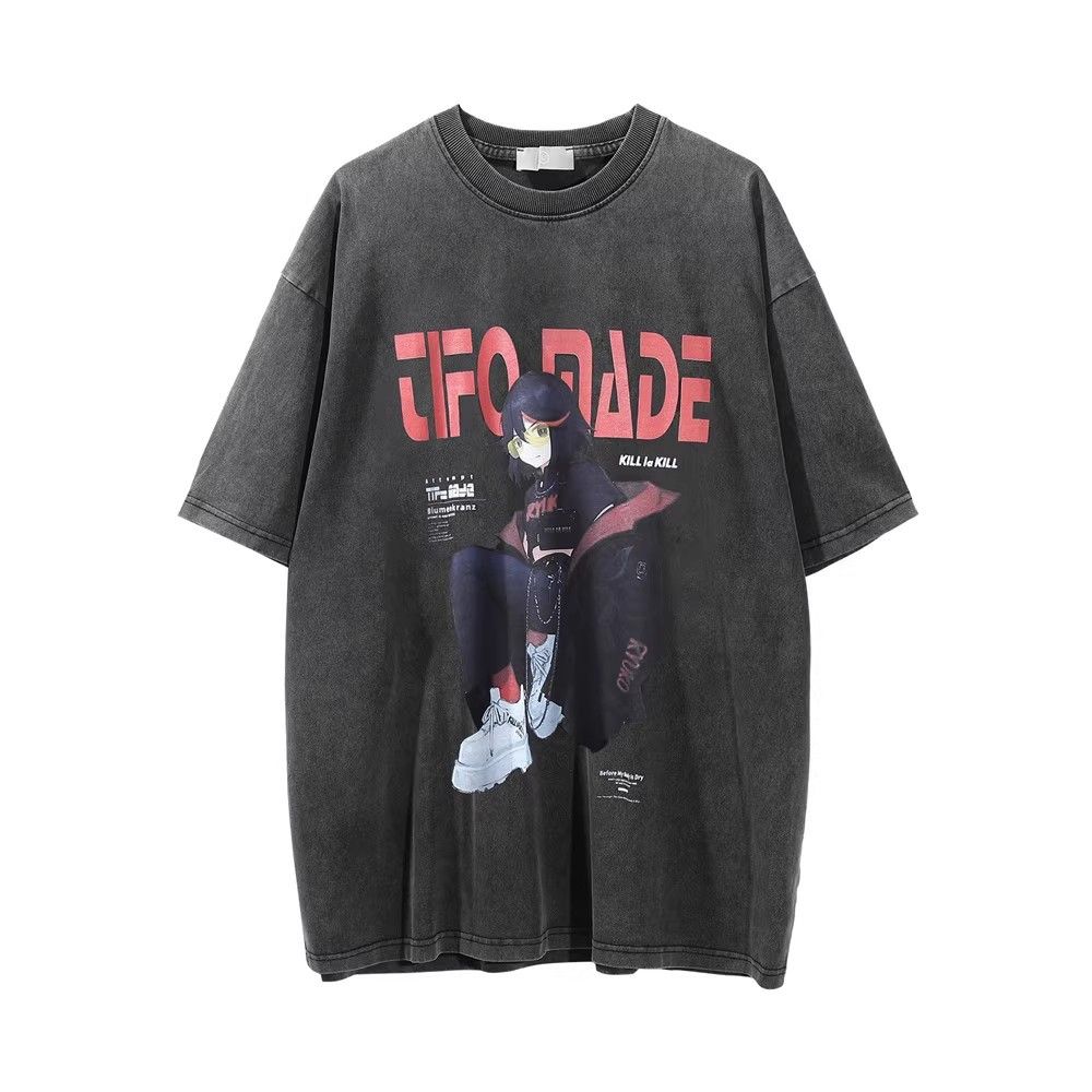 Vintage Men S Loose Casual Distressed Washed Anime Printed T Shirt Hoodie, Sweatshirt | FlexRushtees.com