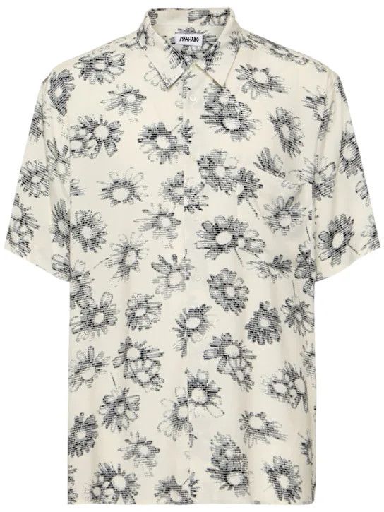 Magliano O1lsvrm0425 Matrix Print Viscose Bowling Shirt In White