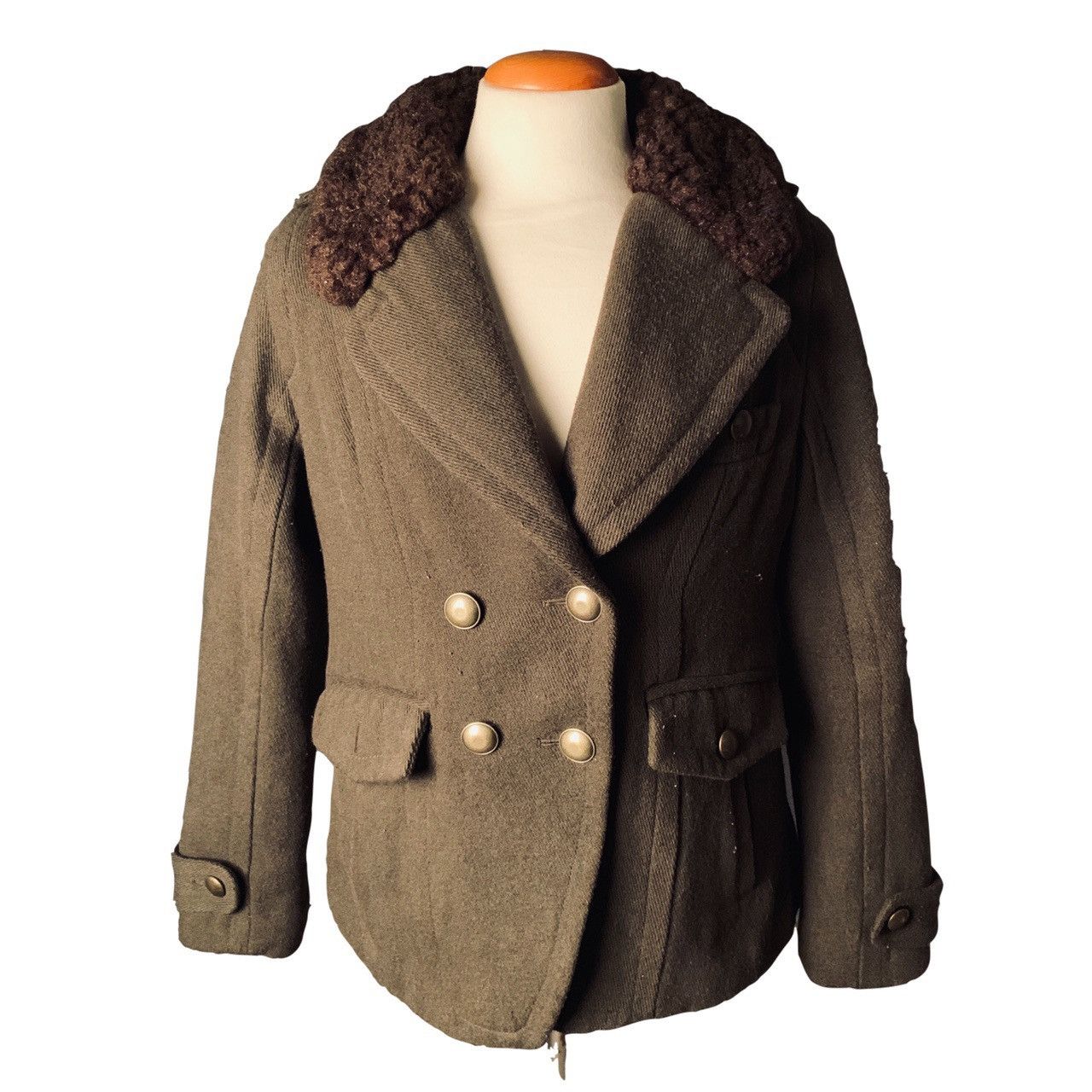 American Eagle Outfitters Olive Green Peacoat