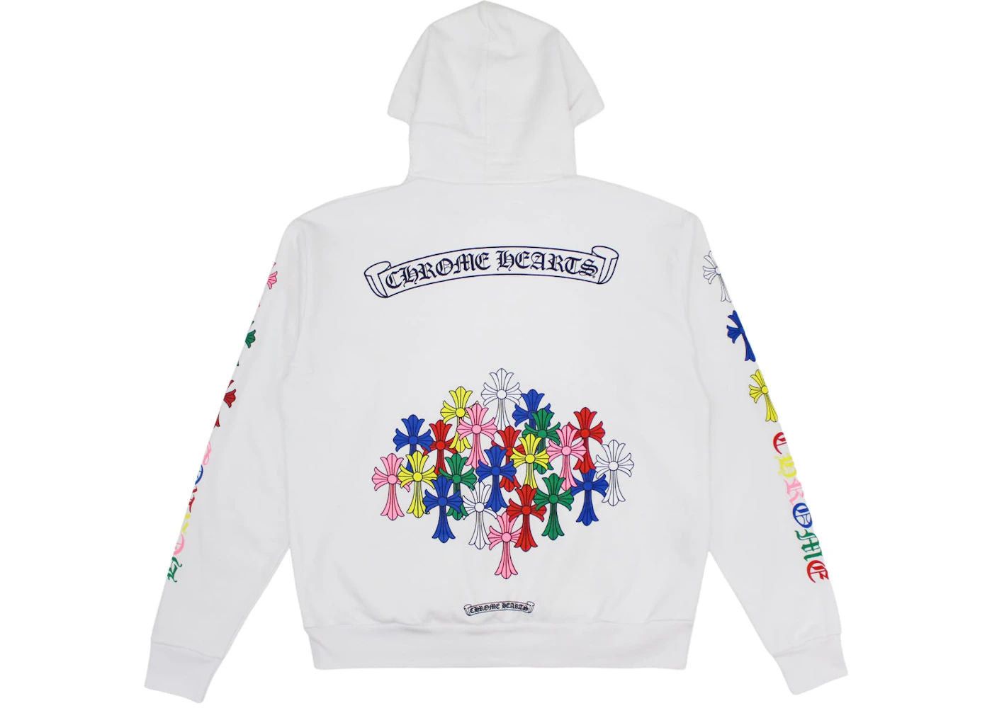Chrome Hearts Multi Color Cross Hoodie White Lightly Worn