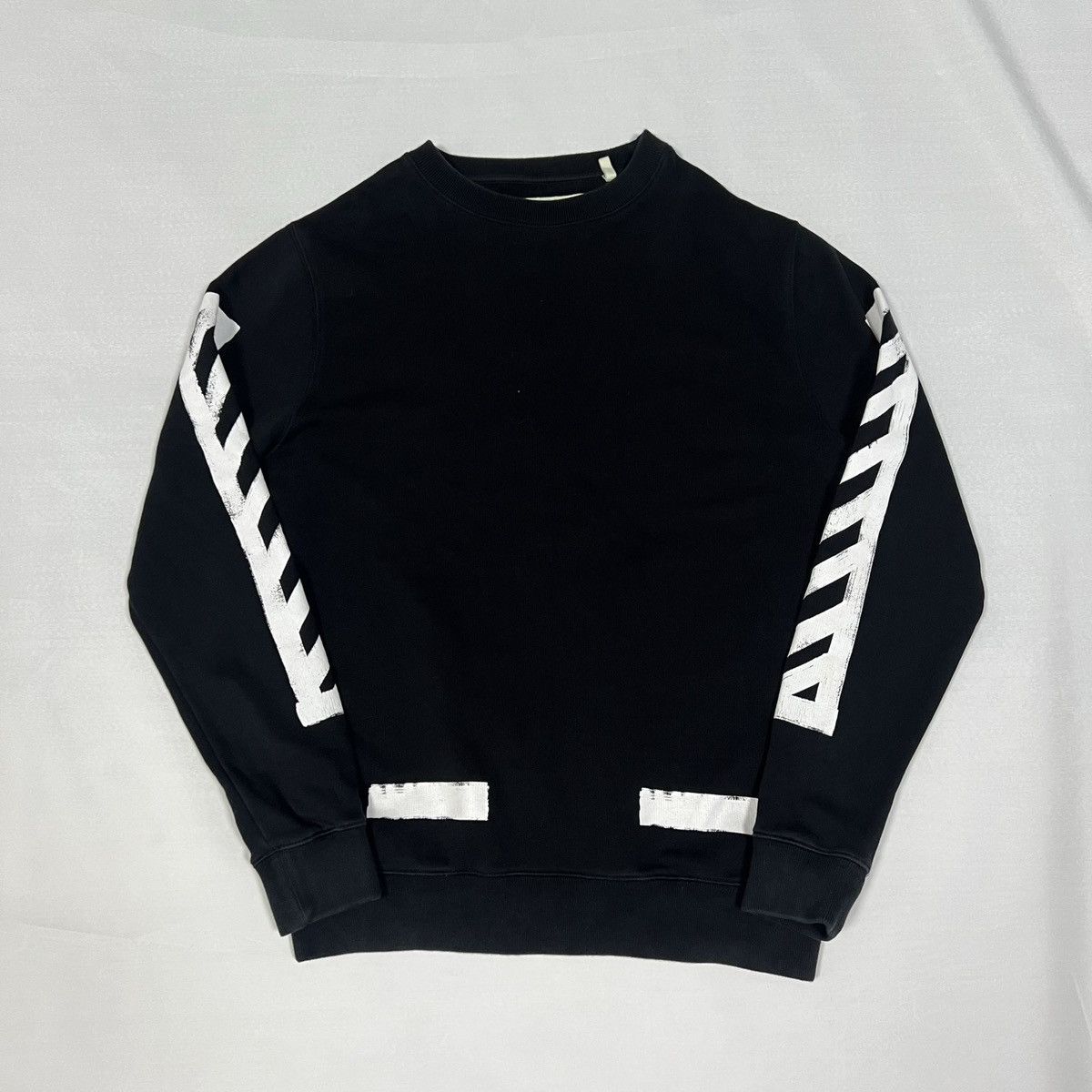 White Off White Diag Brushed Crewneck Sweatshirt T-Shirts, Hoodie | FlexRushtees.com