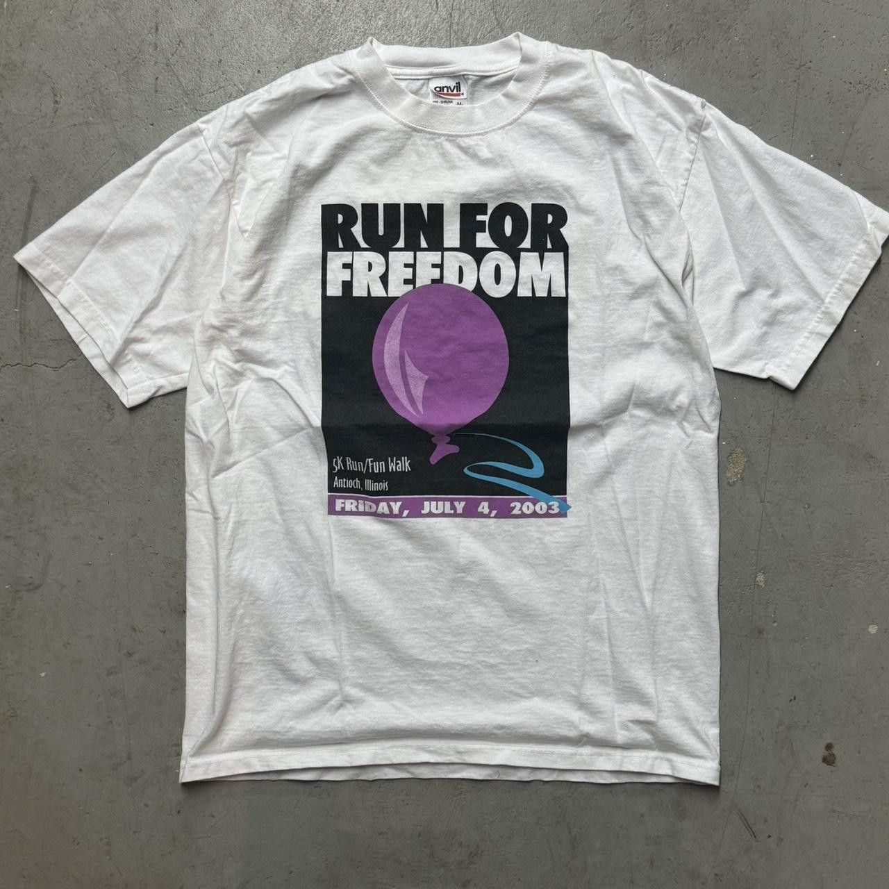 Vintage Y2k Run For Freedom Anvil T Shirt