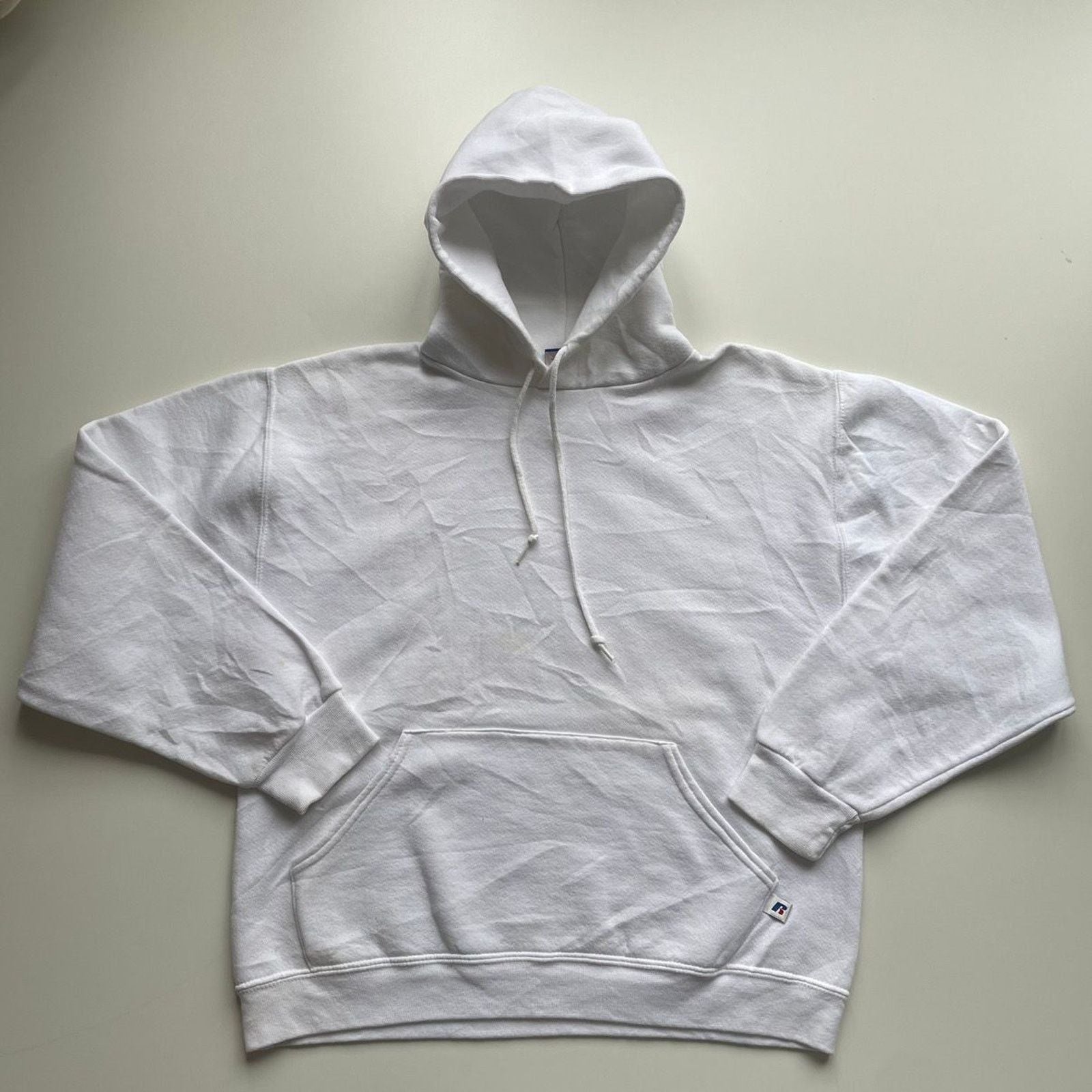 Russell Athletic Vintage Y2k Russell Athletic Blank Basic Hoodie Medium White
