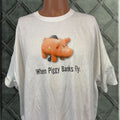 Vintage Gildan T Shirt Bottom Dollar Food When Piggy Banks Fly Double Sided Cotton White Xl M Hoodie, Sweatshirt