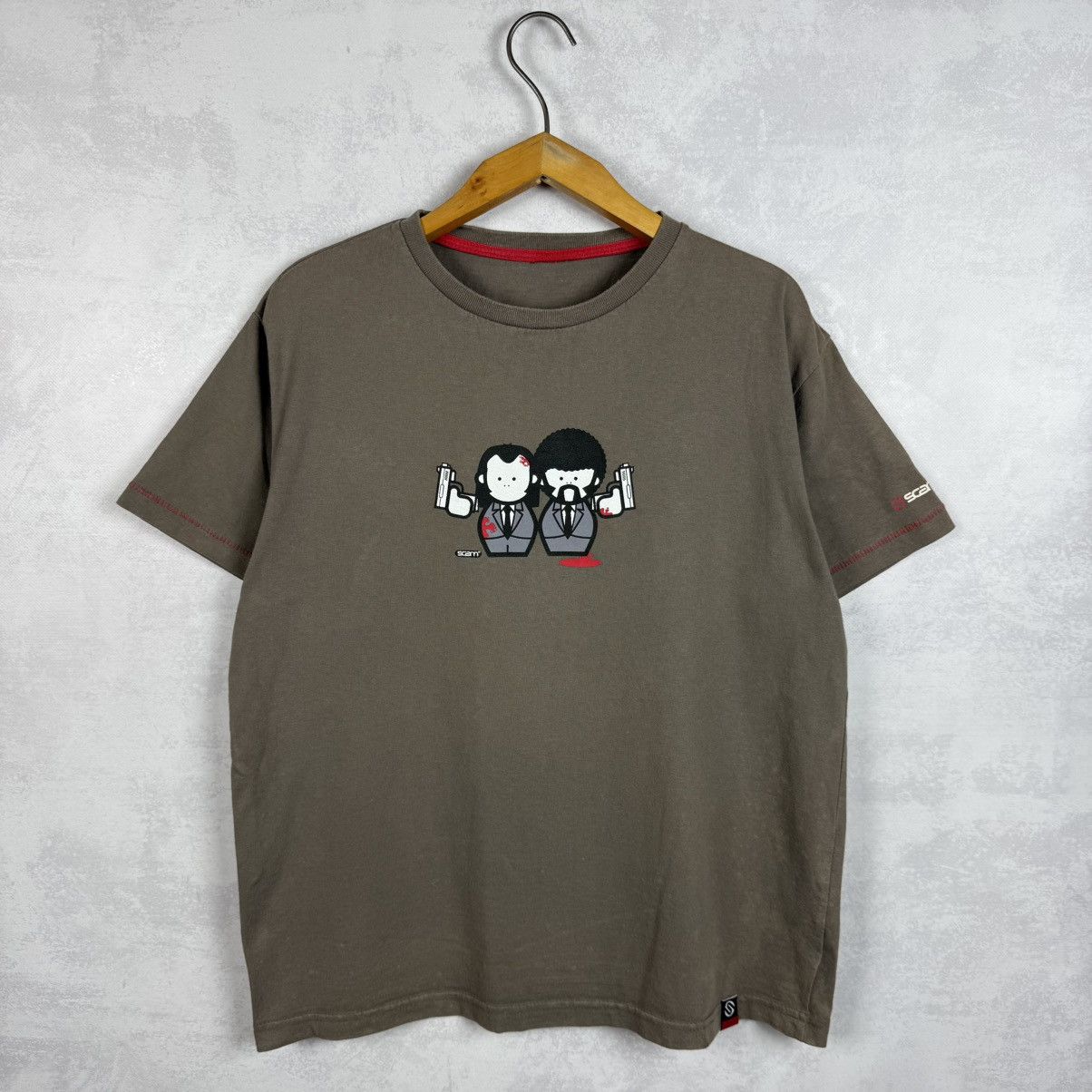 Vintage Pulp Fiction Brown T Shirt Scam Hoodie, Sweatshirt | FlexRushtees.com