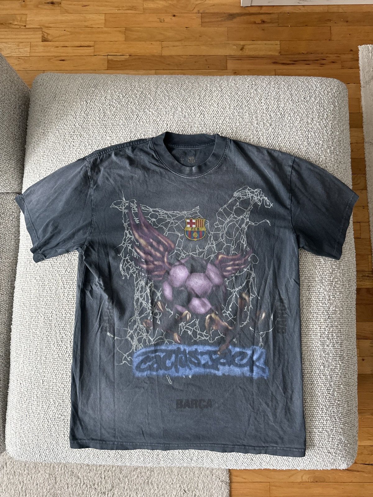 Fc Barcelona Washed Spray Logo Tee