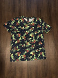 M H M Green Tropical Floral Print Summer Beach Crew Tee