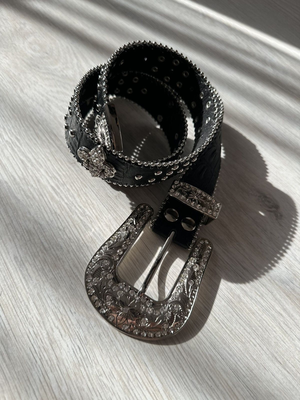 Japanese Brand Vintage B B Simon Style Belt Y2k Rhinestones Metal