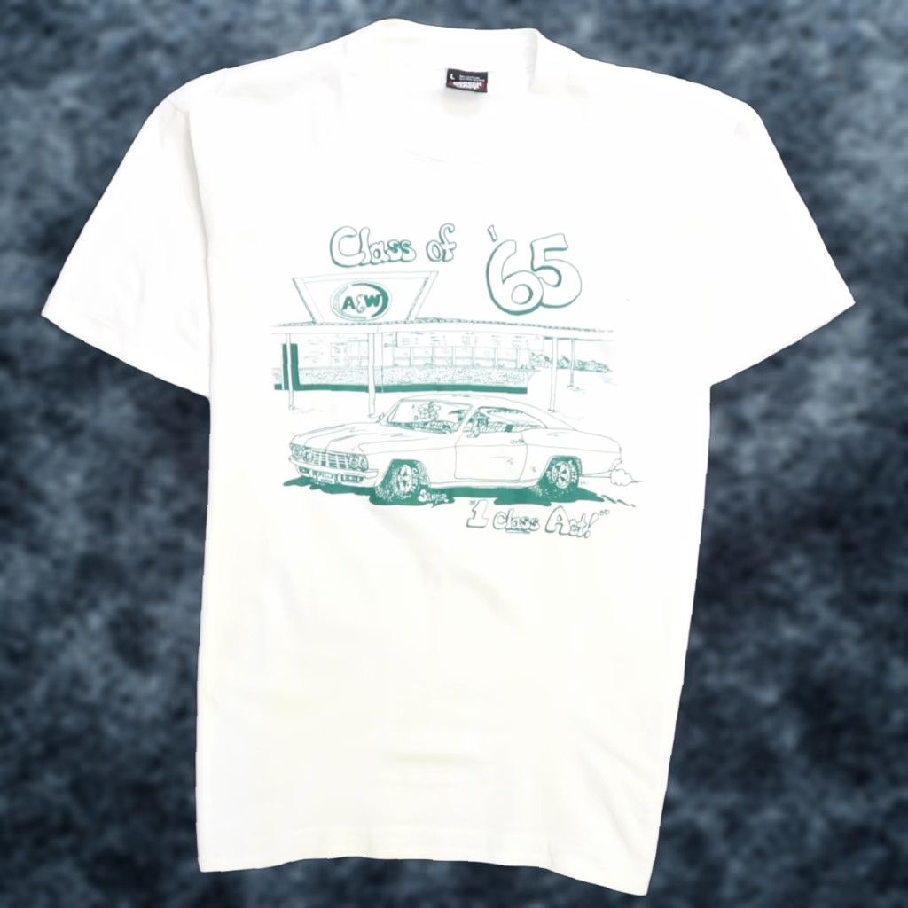 Vintage Class Of 65 A W Diner T Shirt Adult Large White Screen Stars Graphic 60s 65 Mens