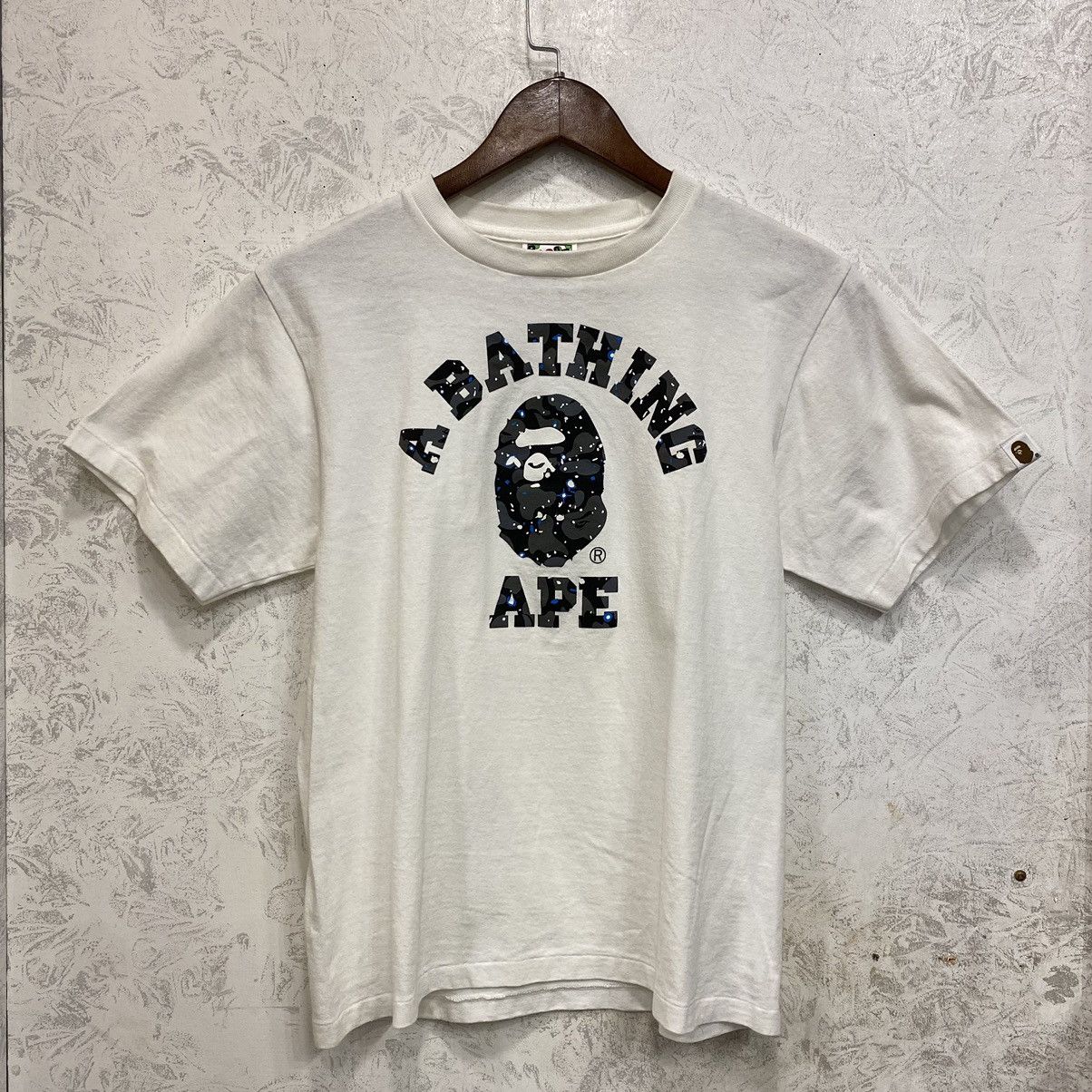 Bape College Logo Space Camo T Shirt