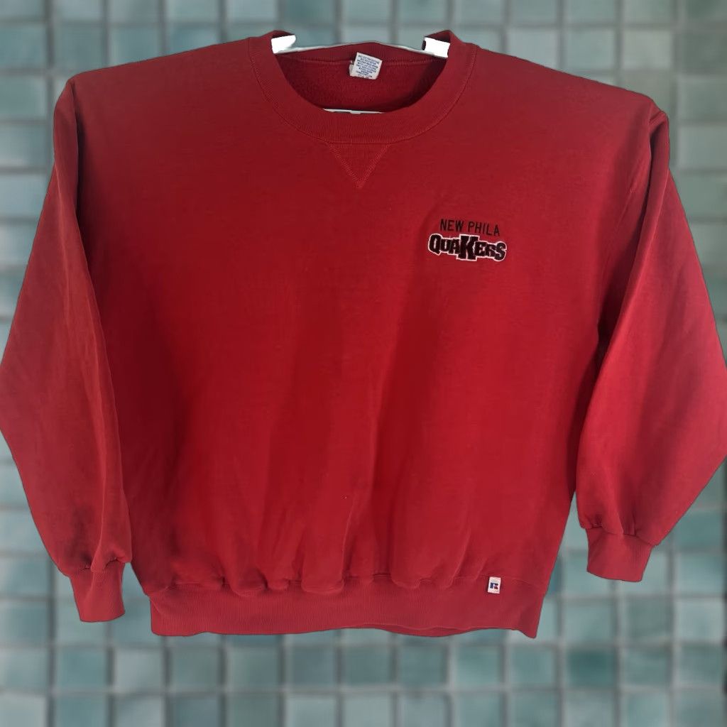 Vintage Russell Sweatshirt Mens 2xl Red Usa Phila Quakers Graphic Print Pullover Crew Neck J