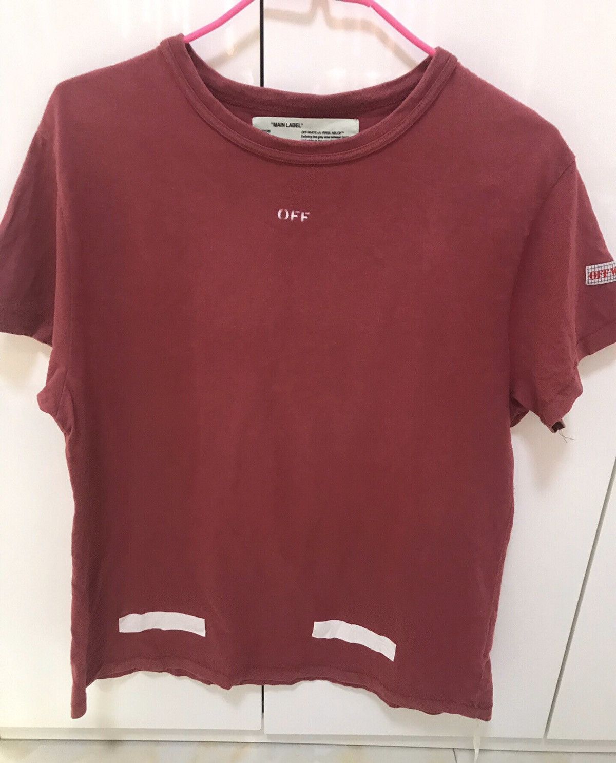 White Off White Burgundy Tee Hoodie, Sweatshirt | FlexRushtees.com