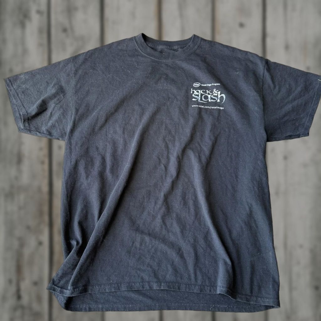 Vintage Hanes T Shirt Xl Black Mens Hack Slash Intel Retail Edge Program Promo Tee Free Ship