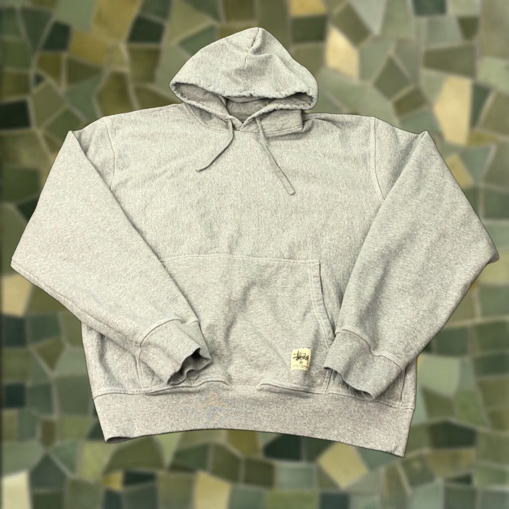 Vintage Stussy Hoodie Mens Xxl Cotton Pullover Heavyweight Hooded Winter Fall Spring Gray