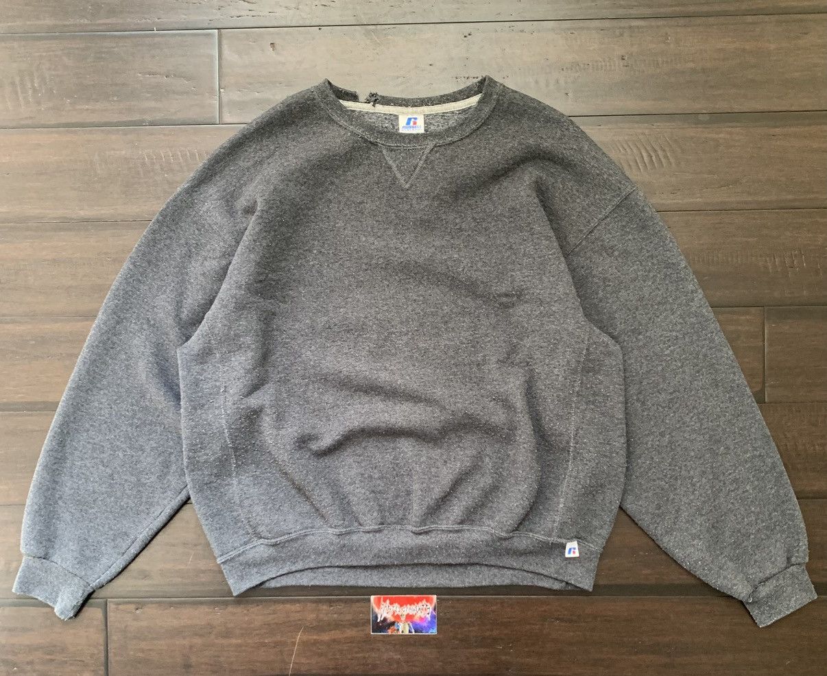 Russell Athletic Vintage Y2k Russel Athletic Blank Crewneck Sweatshirt Grey