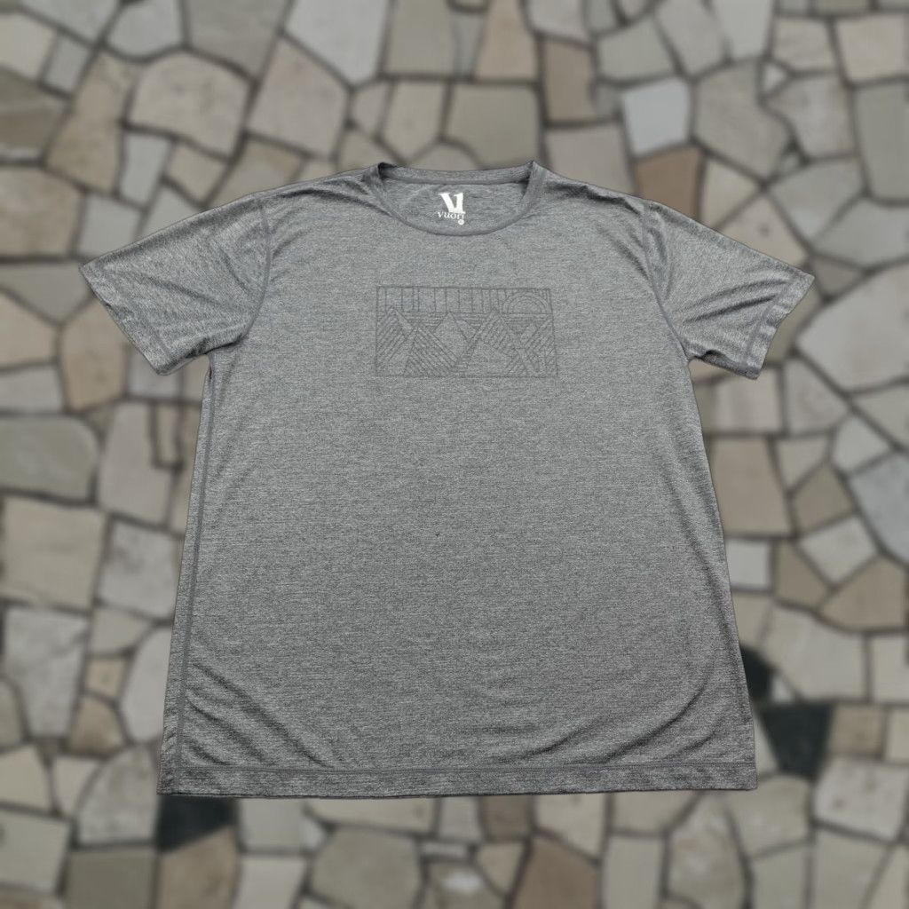Vuori Shirt Large Gray Performance Graphic Running Athletic Trail Hiking Mens