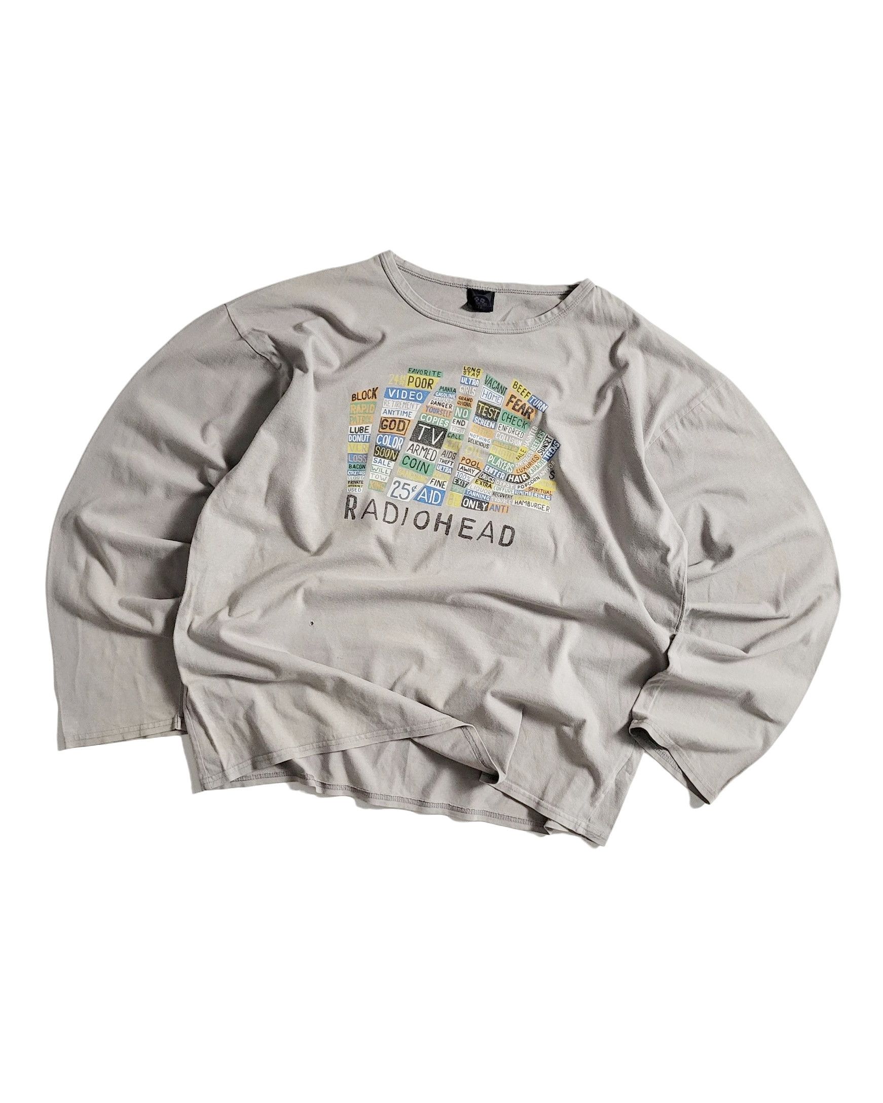 Band Tees 00s Faded Radiohead Hail To The Thief Thom Yorke Longsleeve Hoodie, Sweatshirt | FlexRushtees.com