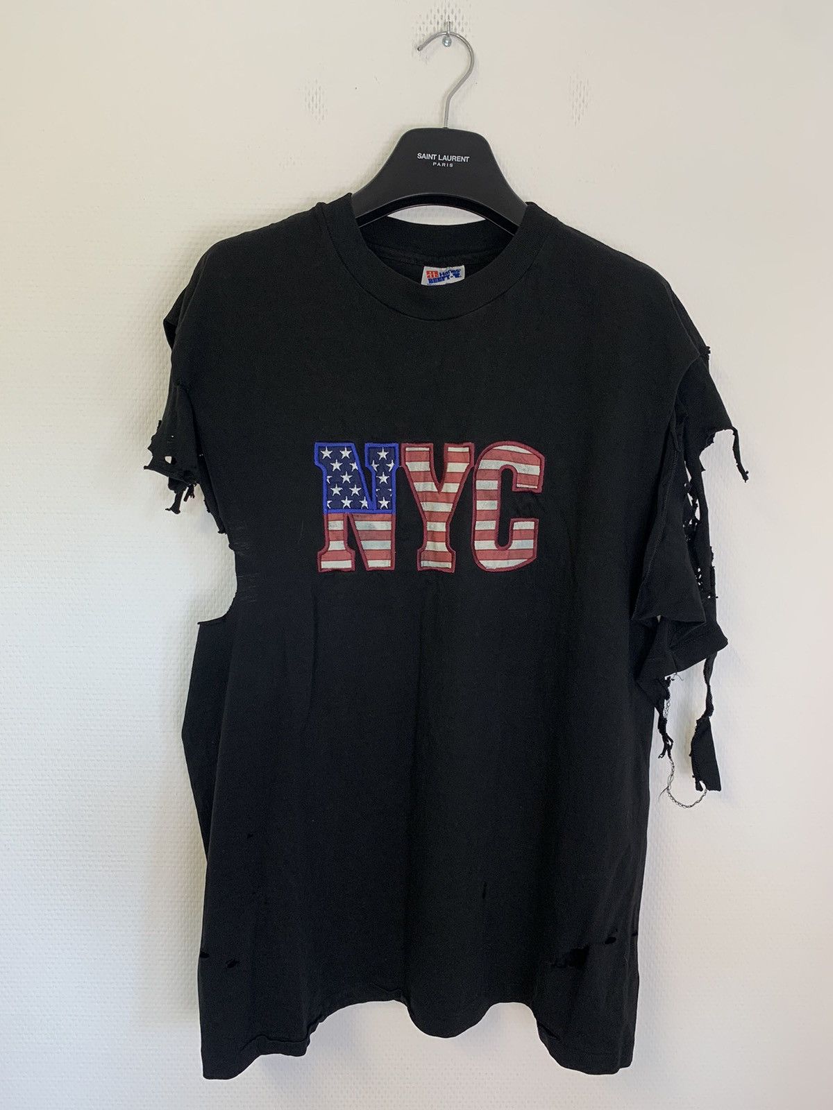 Trashed Vintage Hanes Beefy Tshirt Nyc Black