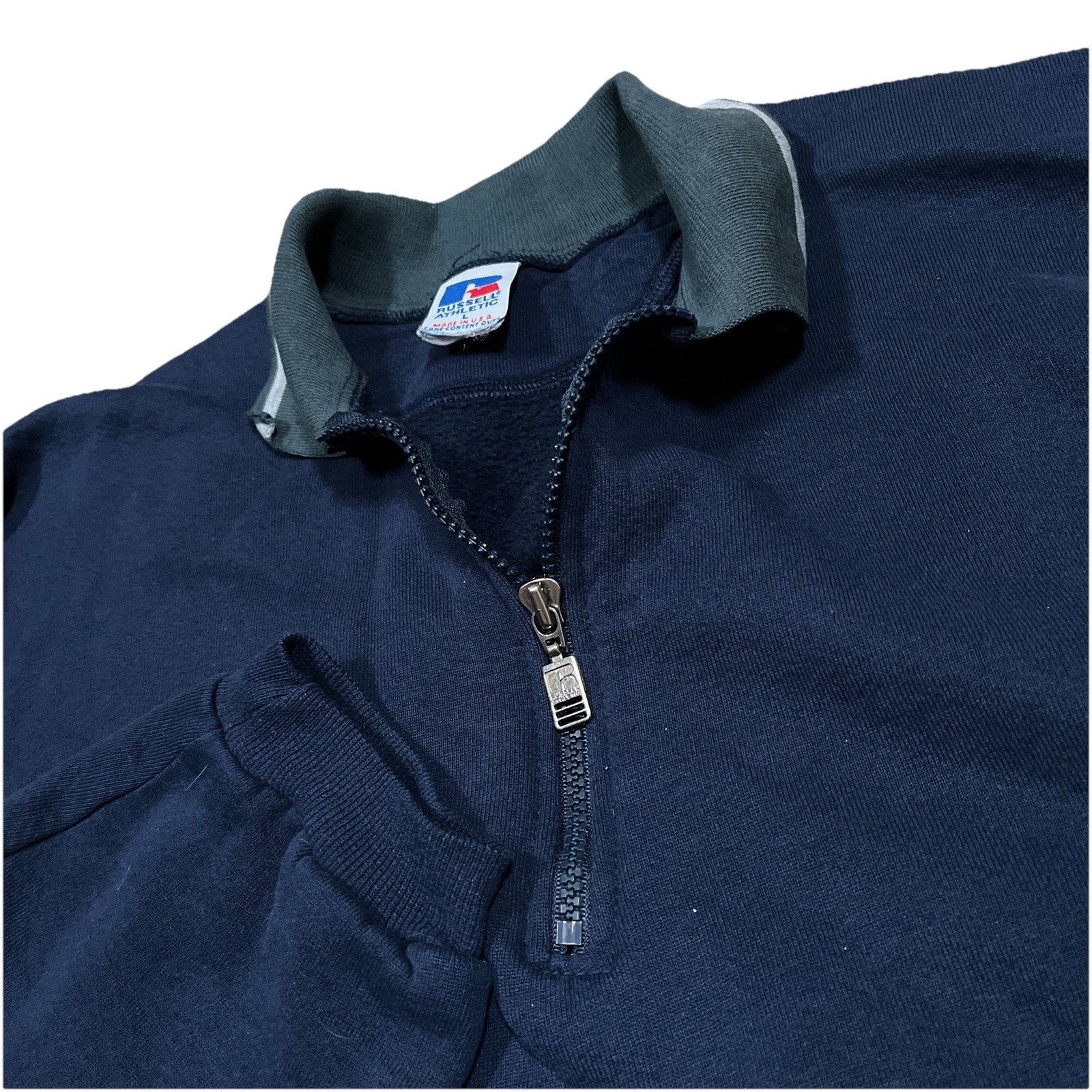 Athletic Vtg Russell Athletic Quarter Zip Made In Usa Paint Spatter
