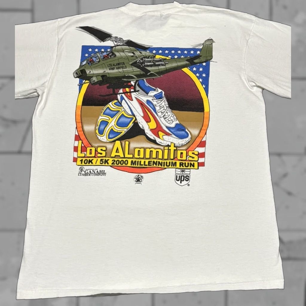 Fruit Of The Loom Vintage Los Alamitos Army Airfield 2000 Y2k Marathon T Shirt Men S Medium Long Sle