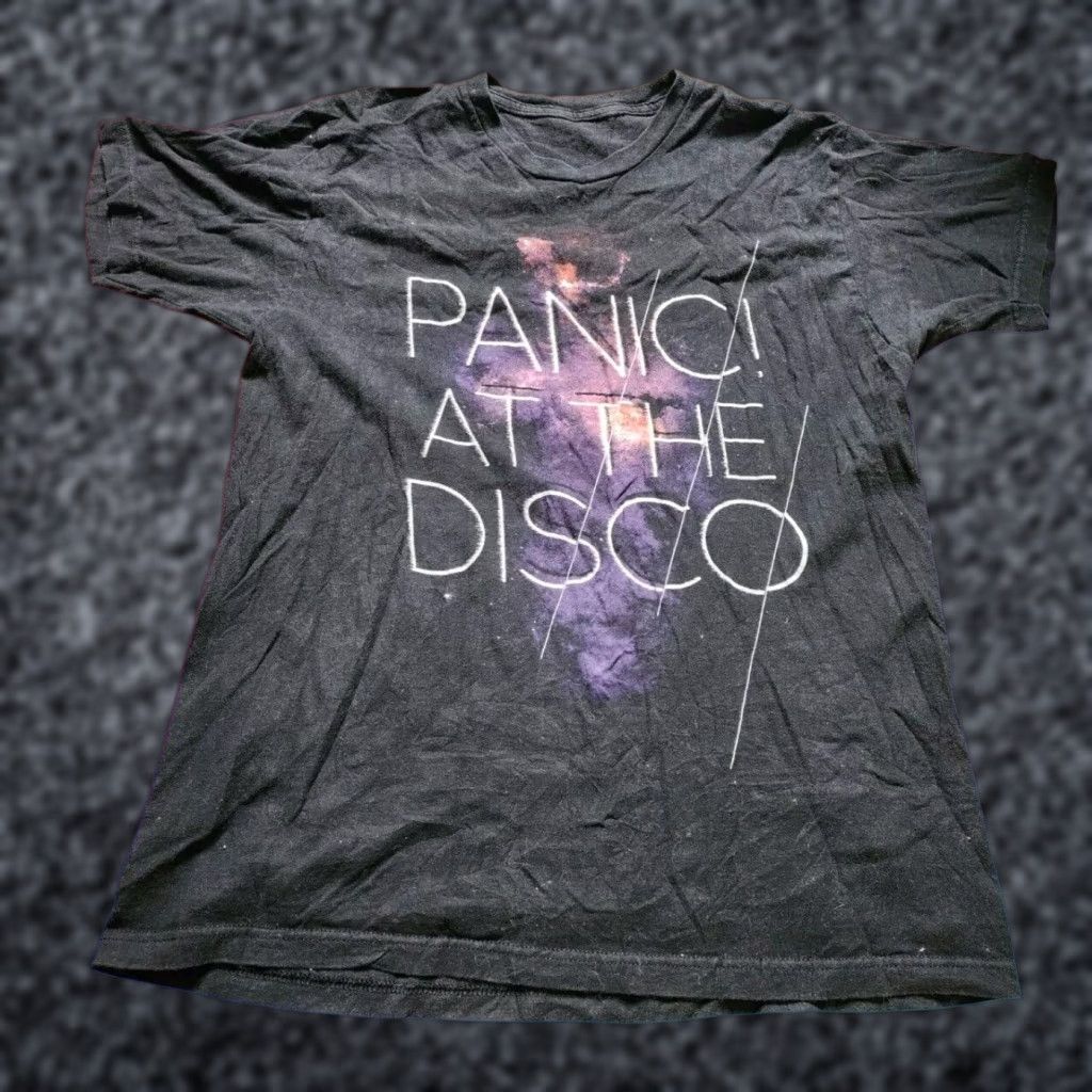Vintage Mens S Panic At The Disco Galaxy Band Tee Black T Shirt Hoodie, Sweatshirt | FlexRushtees.com