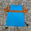 Vintage Luc Matton Womens Xl Blue Short Sleeve Shirt Tunic Aztec Southwestern Shirt Top Vintage No