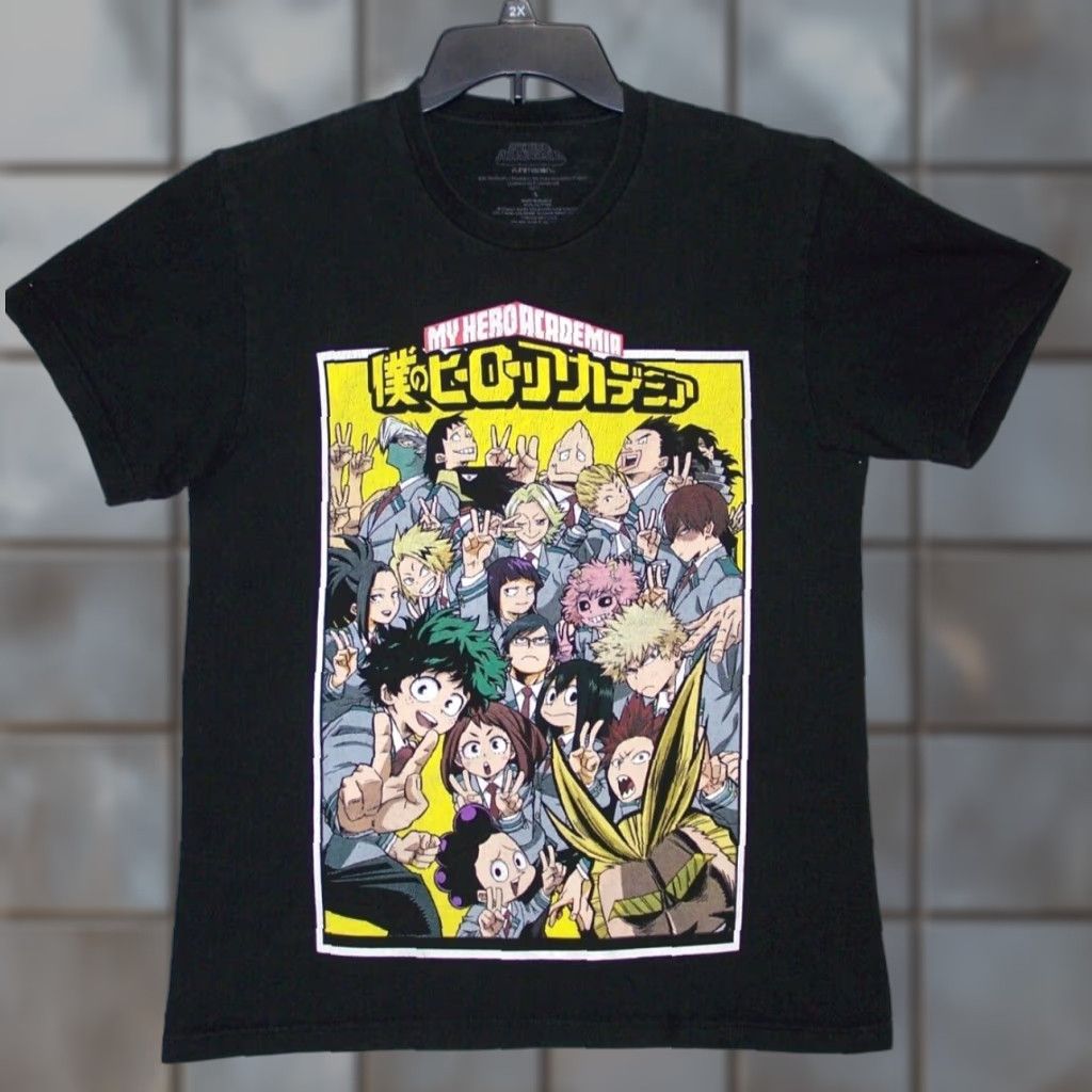 Vintage My Hero Academia Shirt Adult Small Black Graphic Short Sleeve Cotton Mens