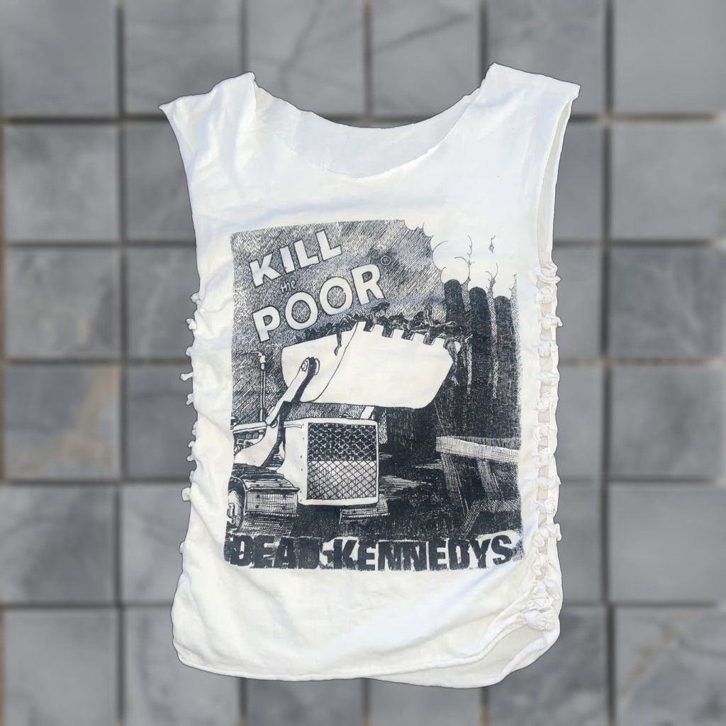 Vintage Dead Kennedys T Shirt White Small Mens Kill The Poor 13x22 Chopped Hoodie, Sweatshirt | FlexRushtees.com