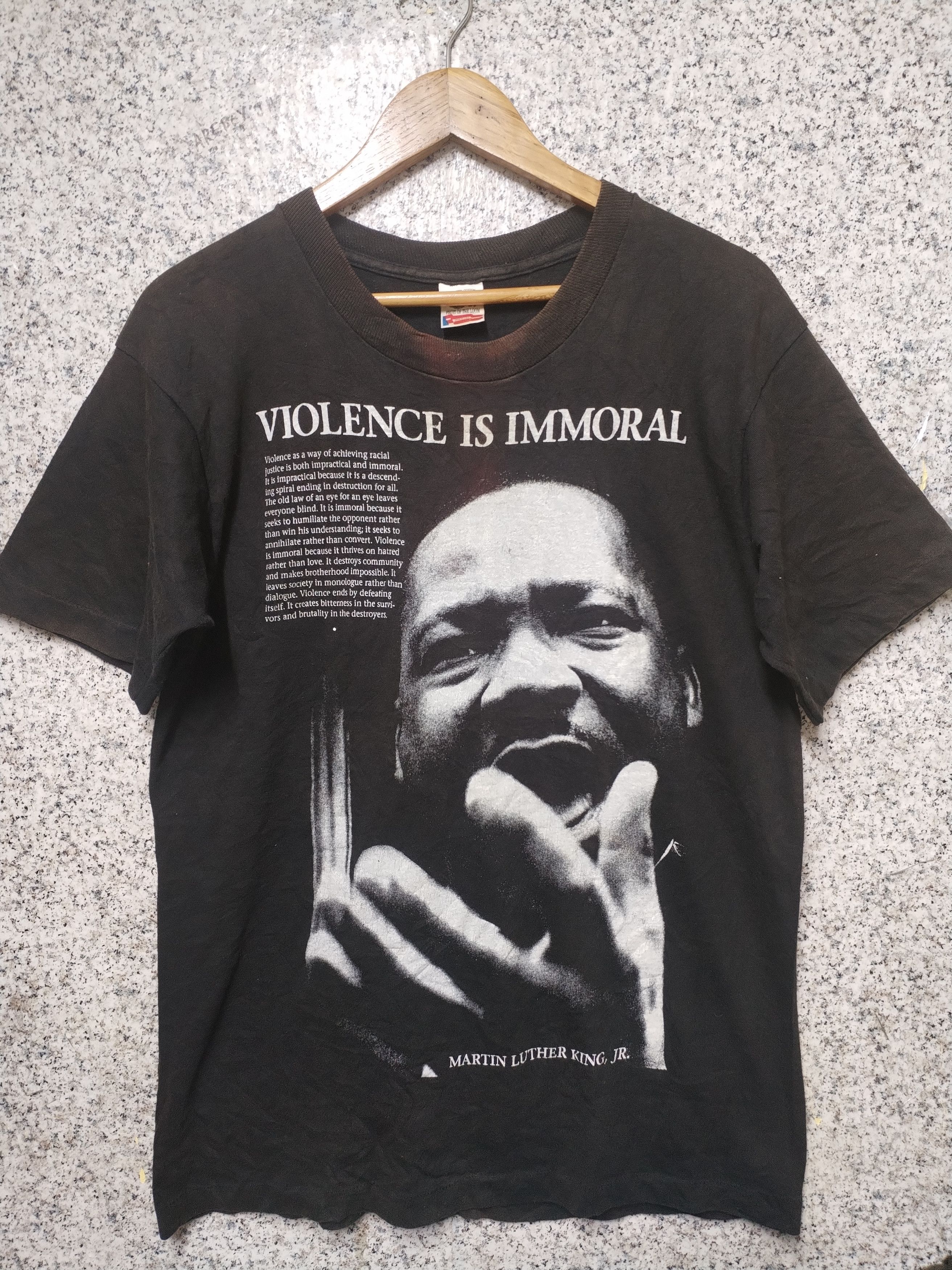Rap Tees Vintage Martin Luther King Jr Violence Is Memorial T Shirt Hoodie, Sweatshirt | FlexRushtees.com