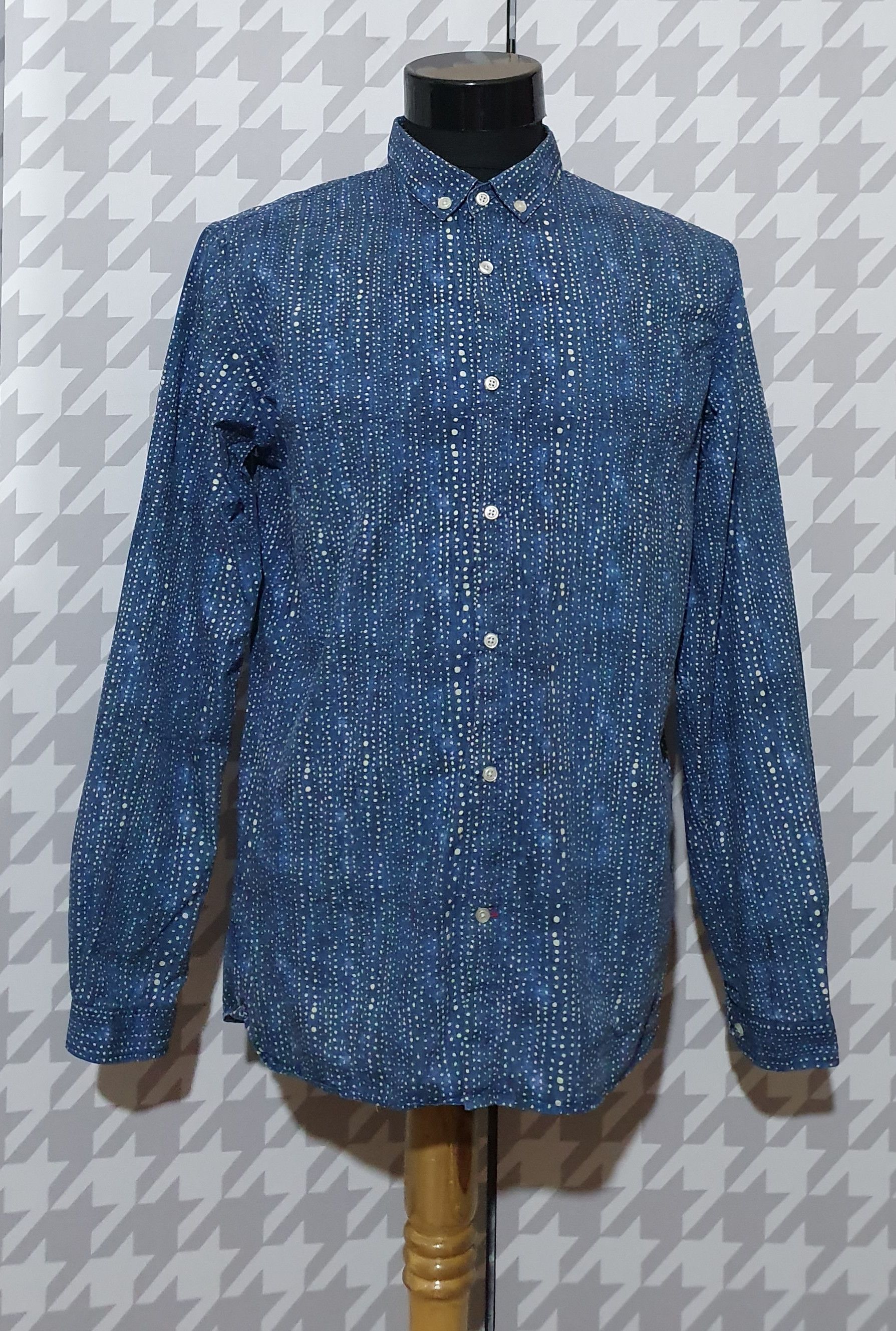 Knowledgecotton Apparel Organic Cotton Shirt Blue Polkadot Hoodie, Sweatshirt | FlexRushtees.com