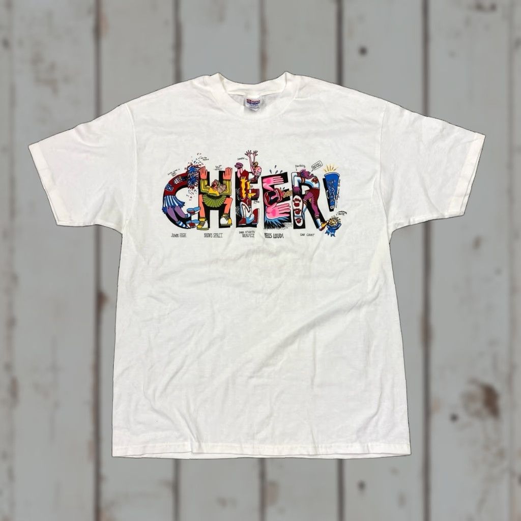 Hanes Vintage 90s Cheerleading Shirt Hanes Xl White Tee Adult Regular Graphic Print Beach Hawaii Usa
