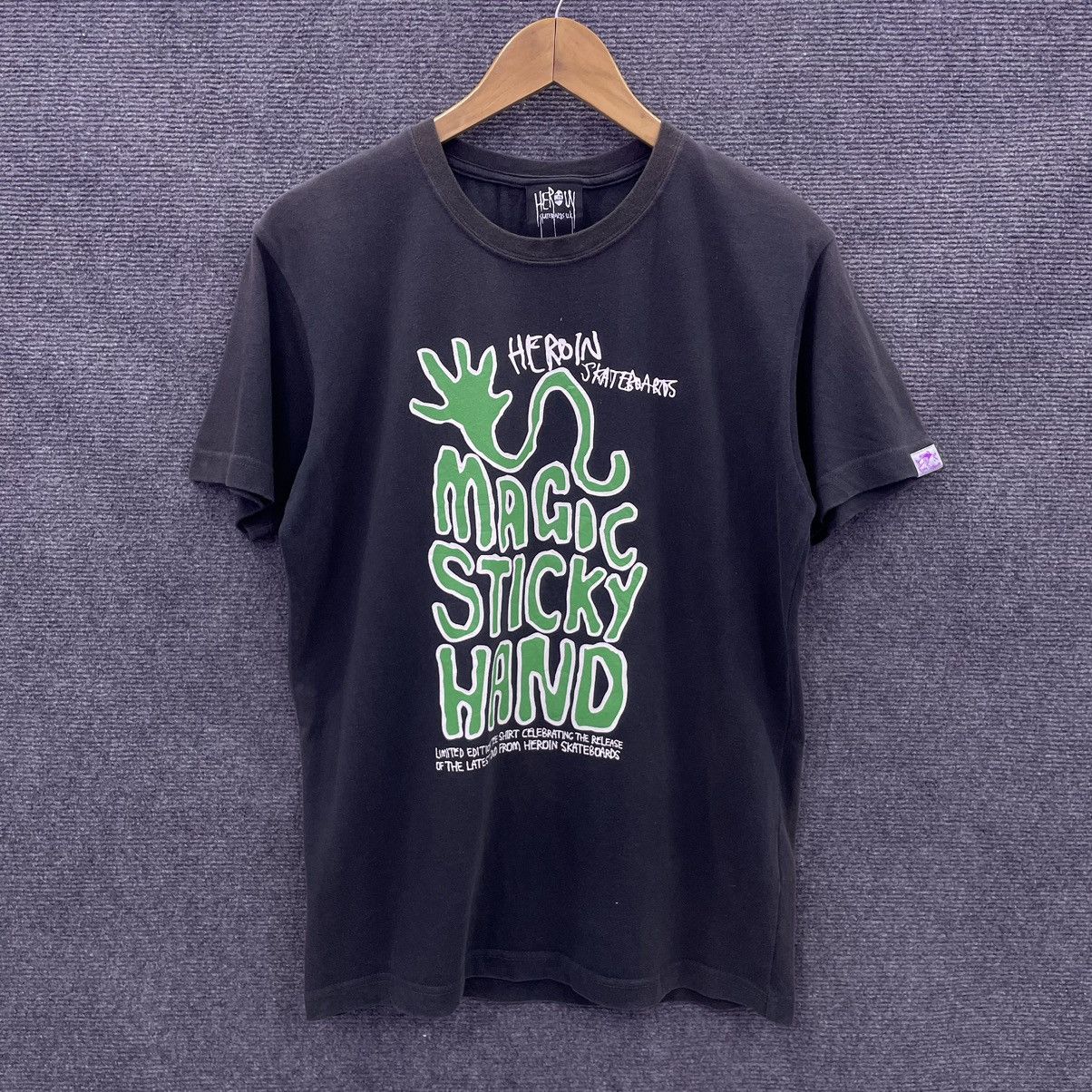 Vintage 2000s Heroin Skateboards Uk Magic Sticky Hand Tee Hoodie, Sweatshirt | FlexRushtees.com