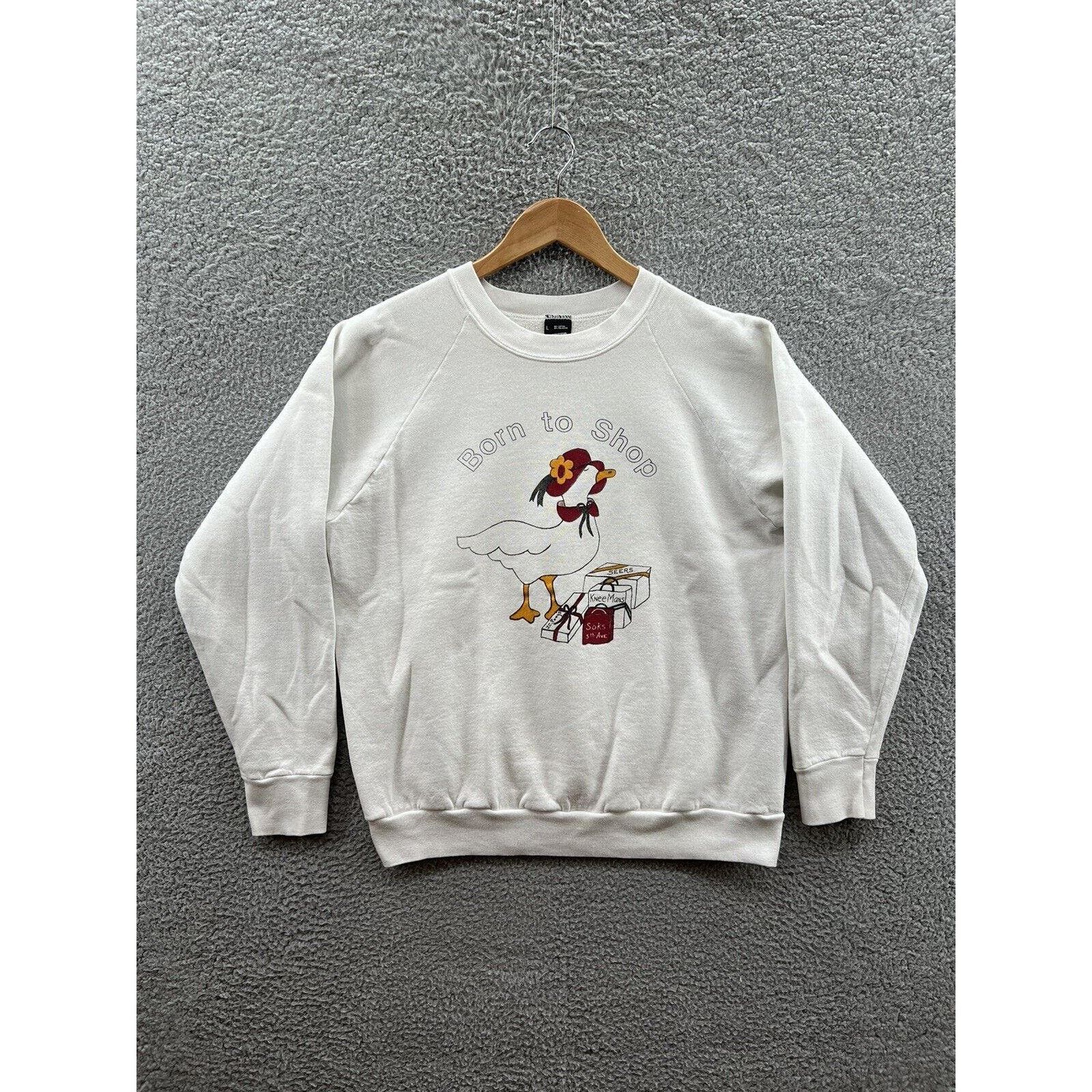 Other Screen Stars Born To Shop Goose White Sweatshirt Size Large