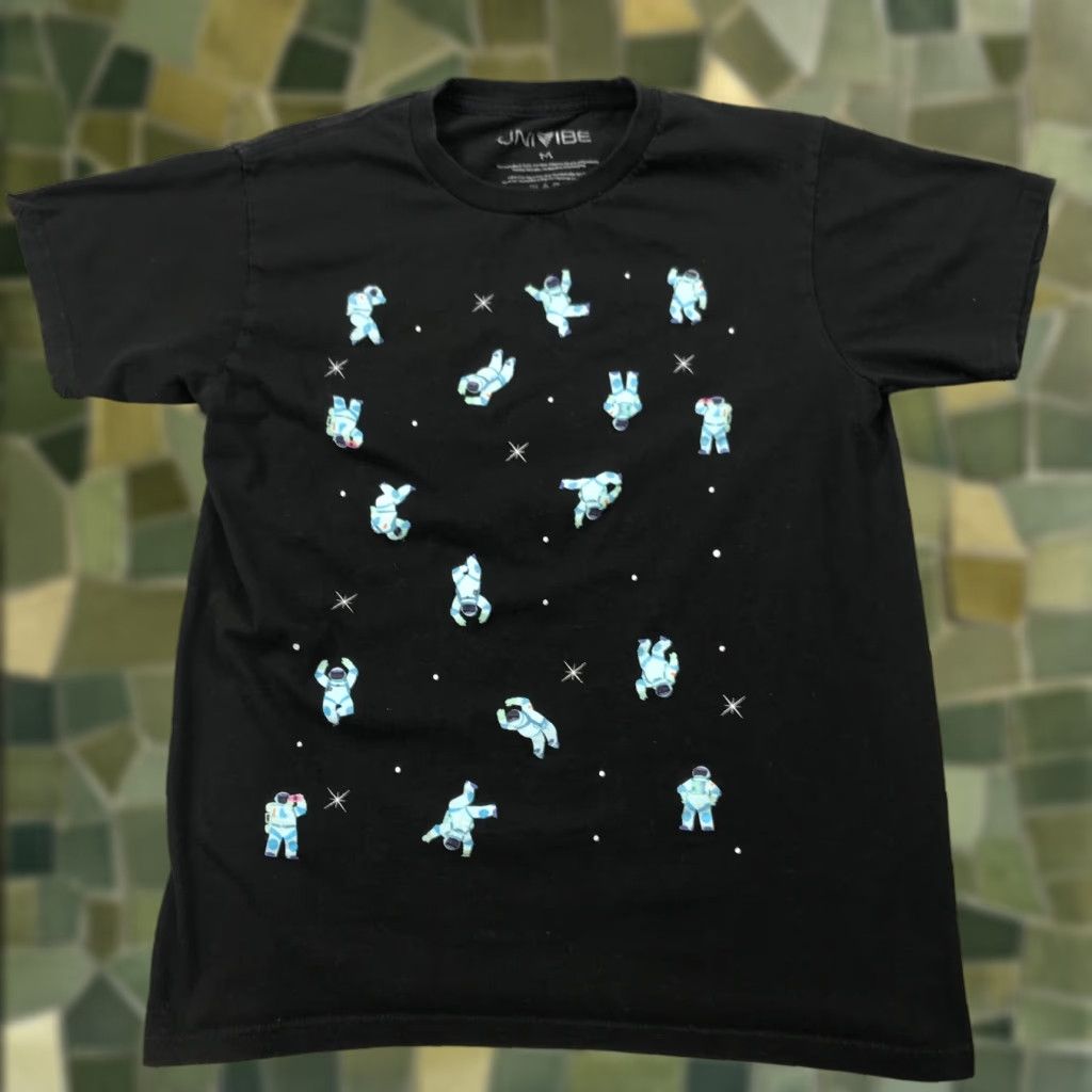 Univibe Astronaut Shirt Adult Medium Black Nasa Outerspace Space Walk Stars Mens
