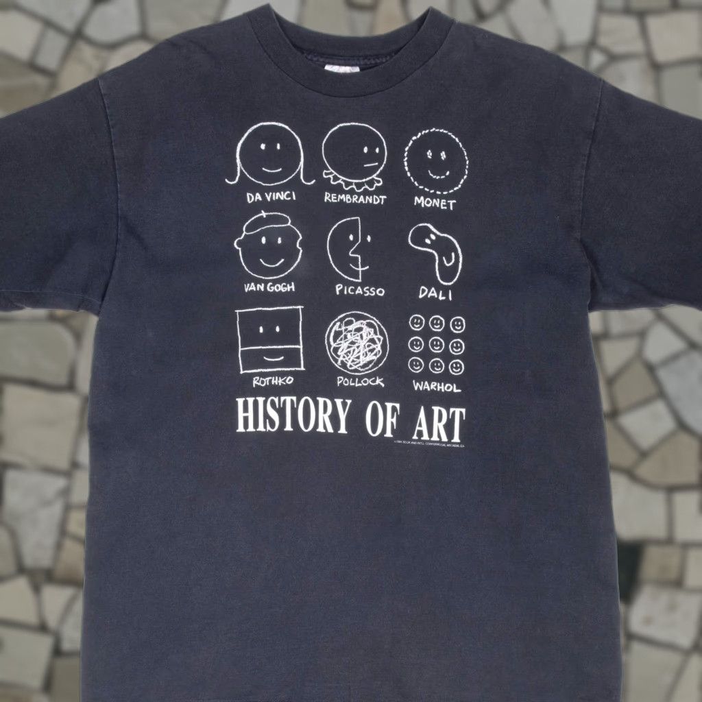 Vintage History Of Art Tee Shirt 1991 Large Made In Usa Sof Tee Unisex 100 Cotton Black Grap Hoodie, Sweatshirt