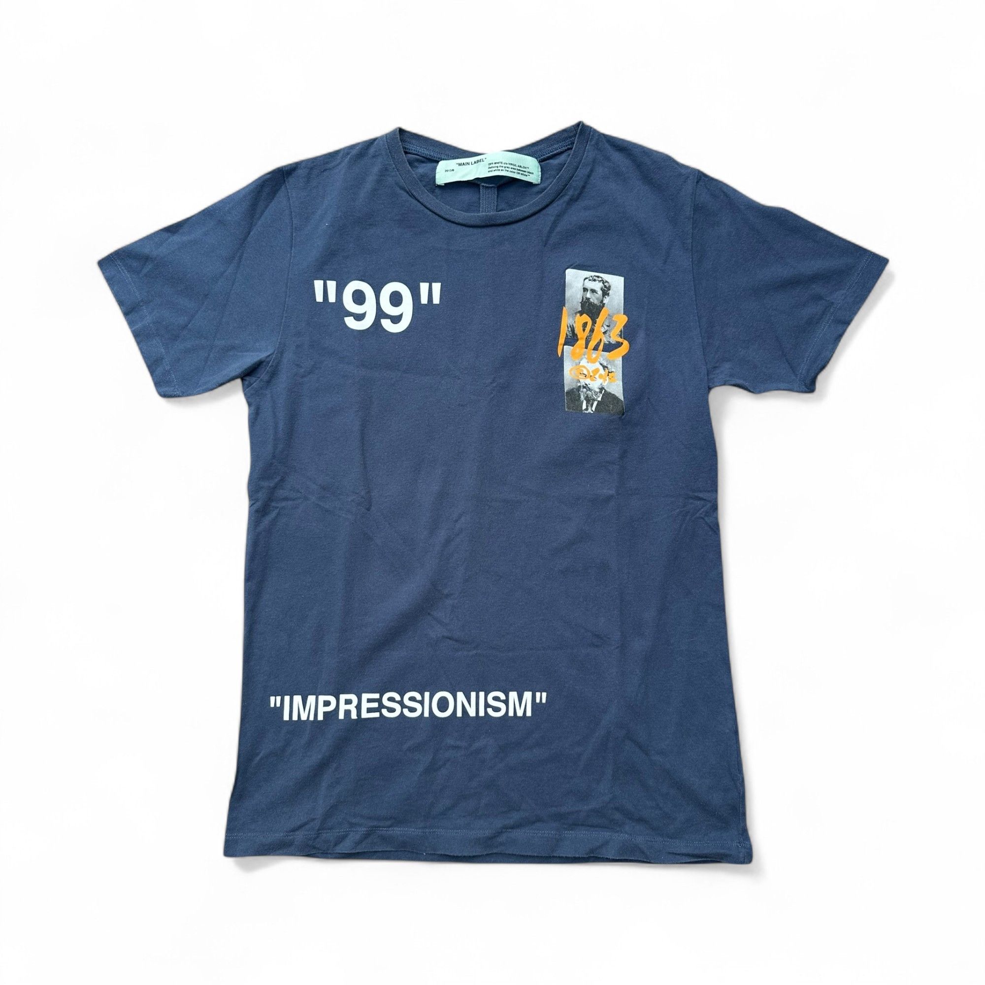 White Off White T Shirt Summer 1863 Navy Impressionism Logo Size M Hoodie, Sweatshirt | FlexRushtees.com