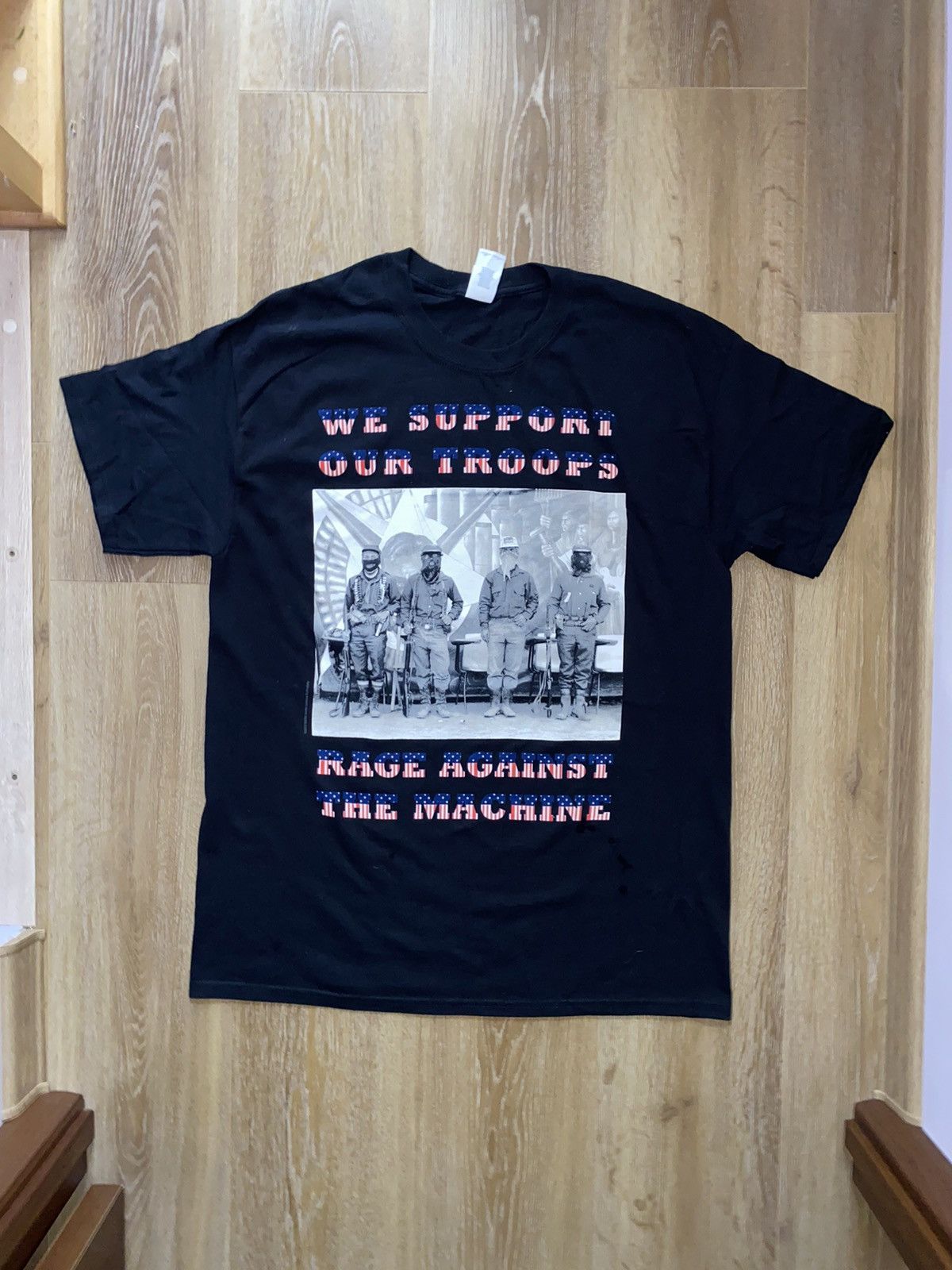 Vintage Rage Against The Machine We Support Our Troops Band T Shirt Hoodie, Sweatshirt | FlexRushtees.com