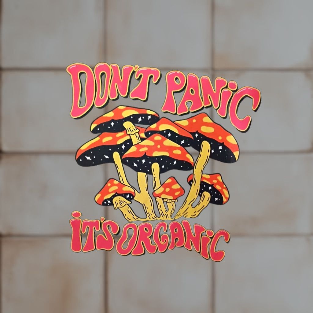 Gildan T Shirt Funny Dont Panic Its Organic Mushroom Trippy Psychedelic Multicolor Xl Mens