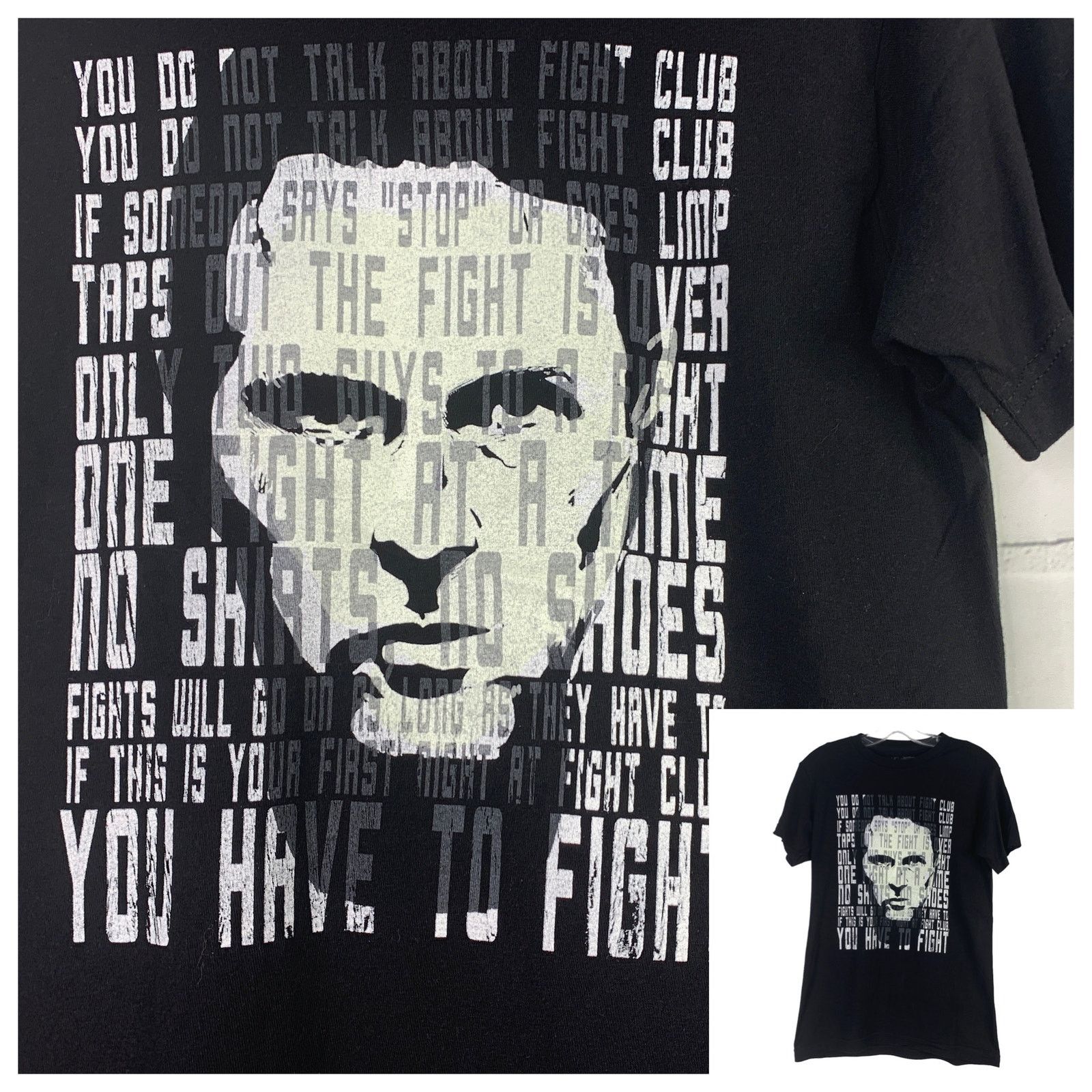 Other Tee Villain Tshirt Fight Club Rules Black Unisex Small