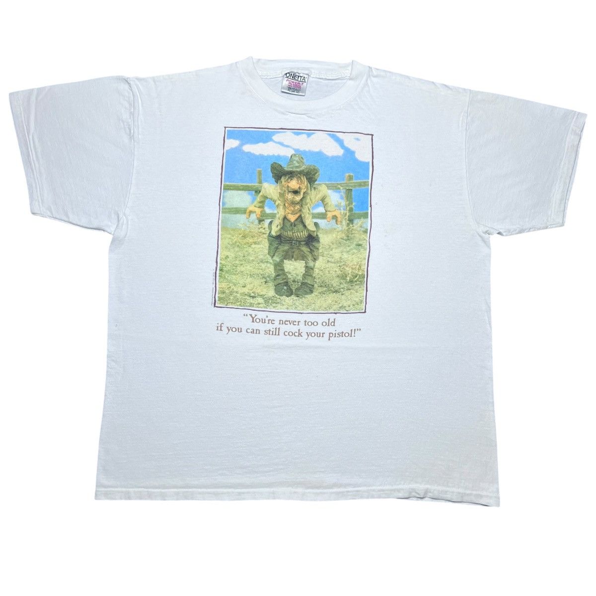 Vintage 1992 Never Too Old To Cock Your Pistol Chris Hammack Art Tee Hoodie, Sweatshirt | FlexRushtees.com