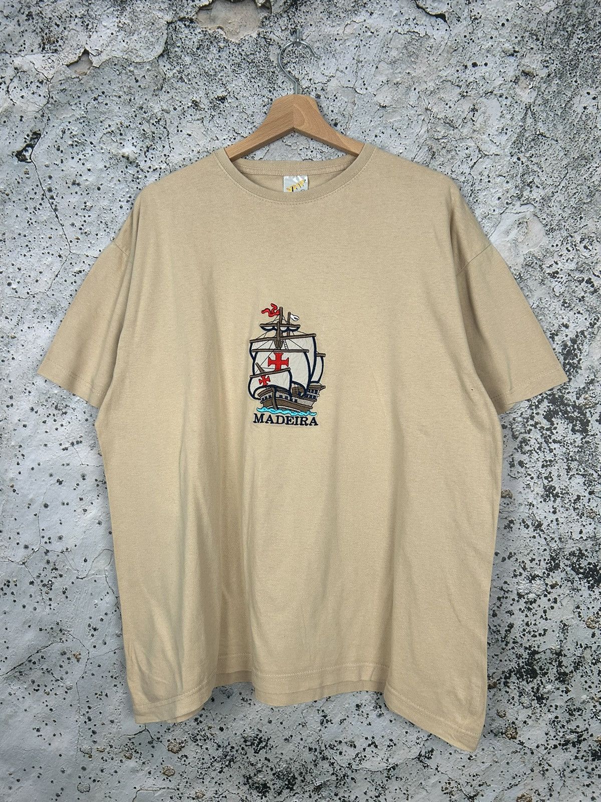 Vintage Madeira Embroidered Logo Boxy Graphic Tee 90s Hoodie, Sweatshirt | FlexRushtees.com